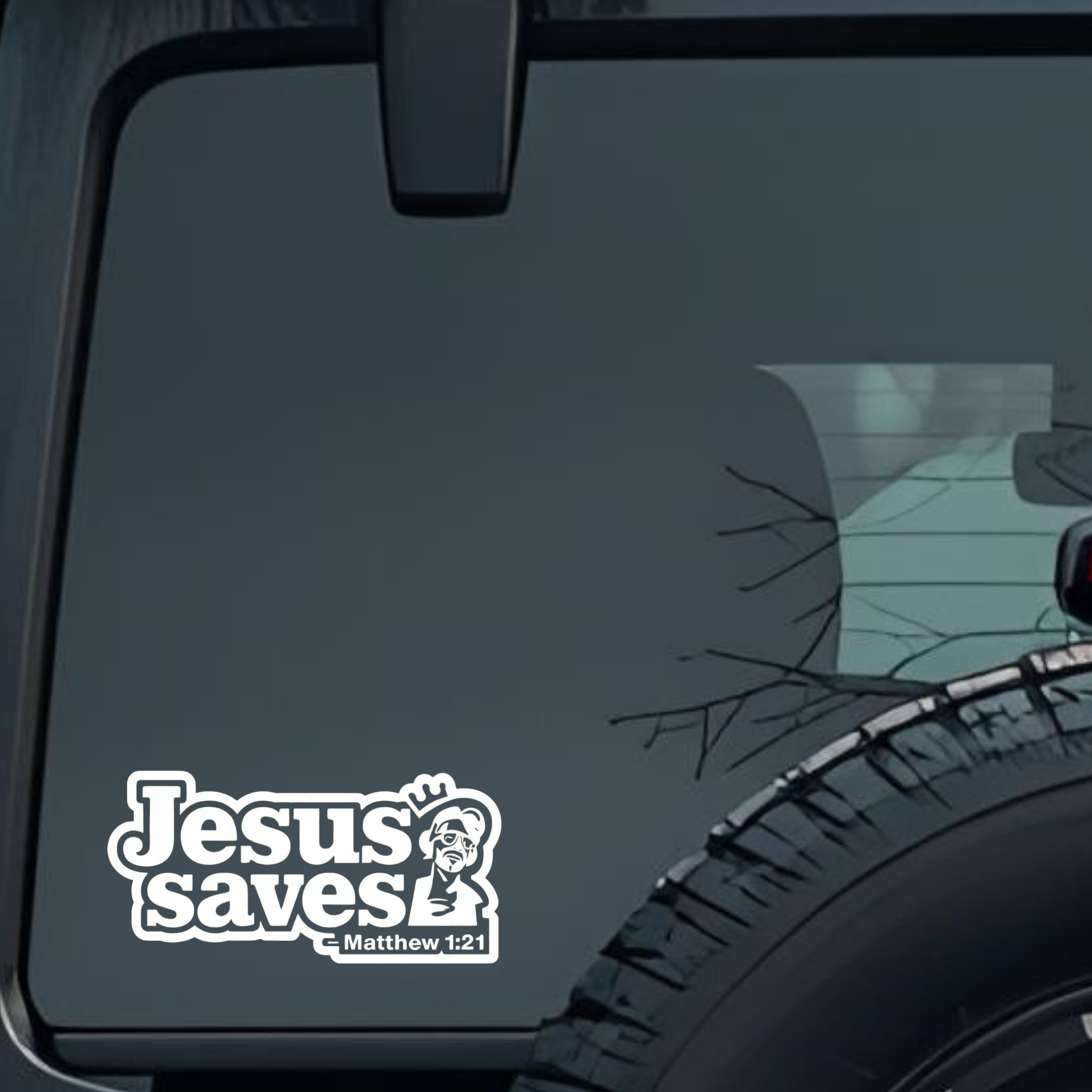 Jesus Saves Large 6 inch Premium Decal Sticker For Car Bumper Window Rear Windshield Stickers, Warni