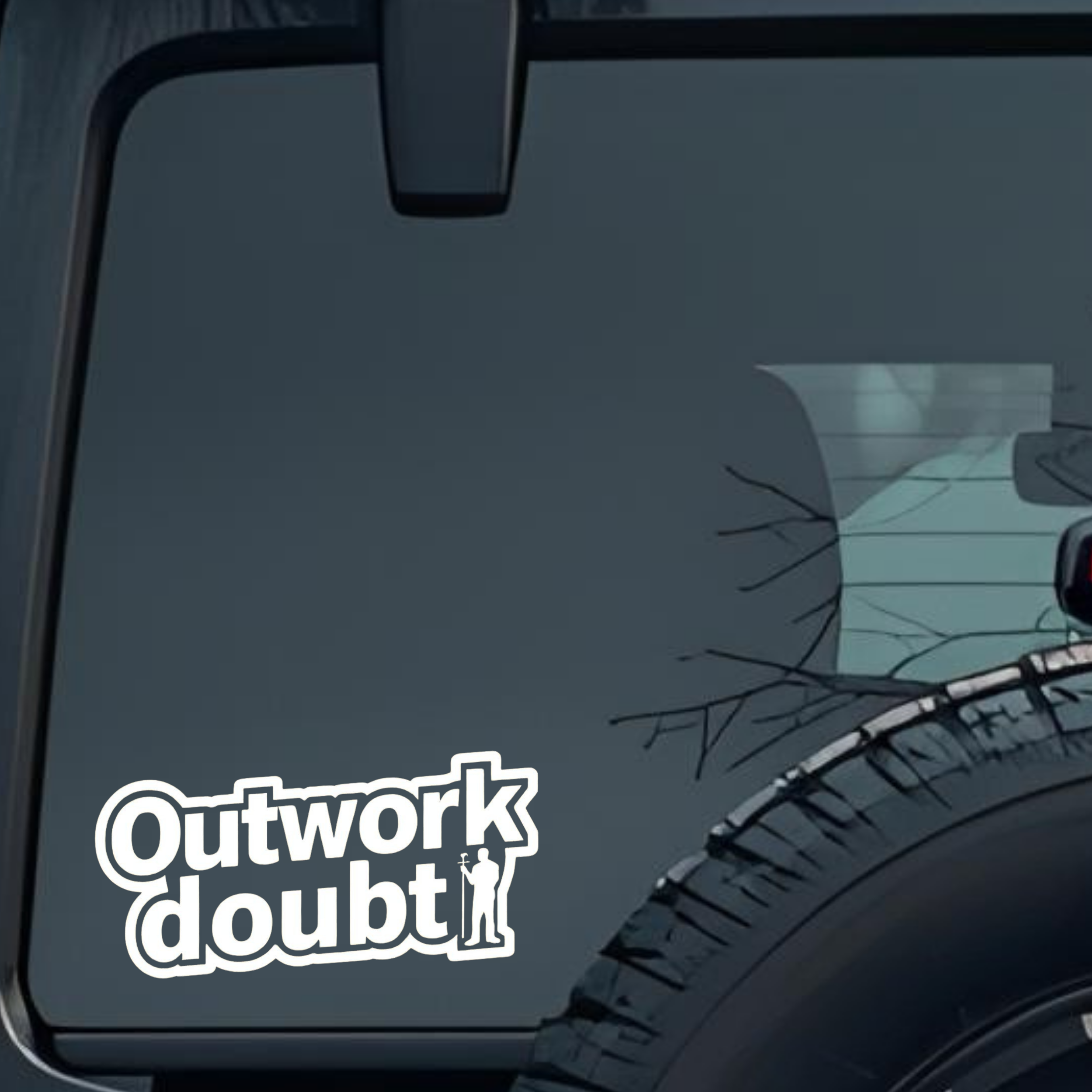 Outwork Doubt Large 6 inch Premium Decal Sticker For Car Bumper Window Rear Windshield Stickers, War