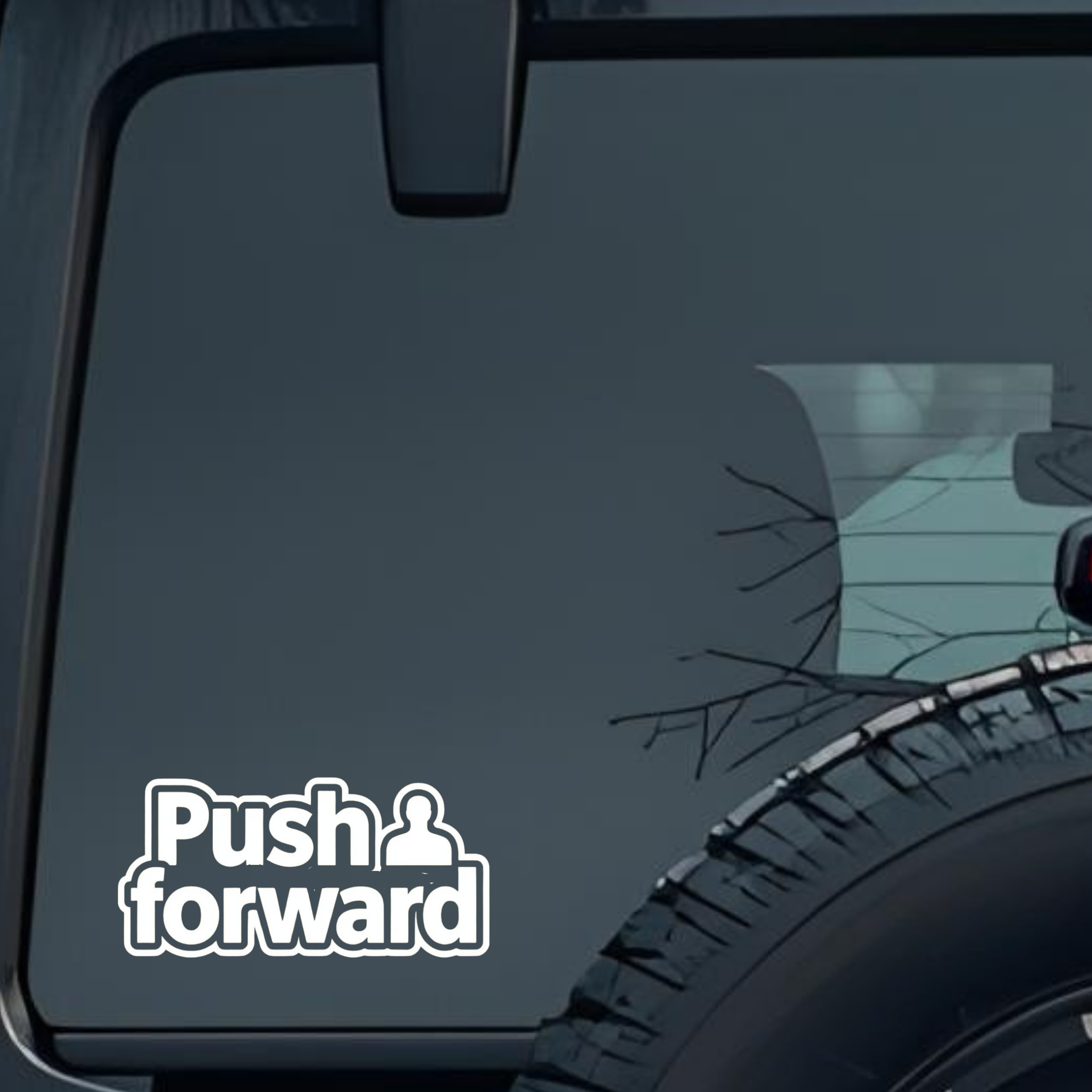 Push Forward Large 6 inch Premium Decal Sticker For Car Bumper Window Rear Windshield Stickers, Warn