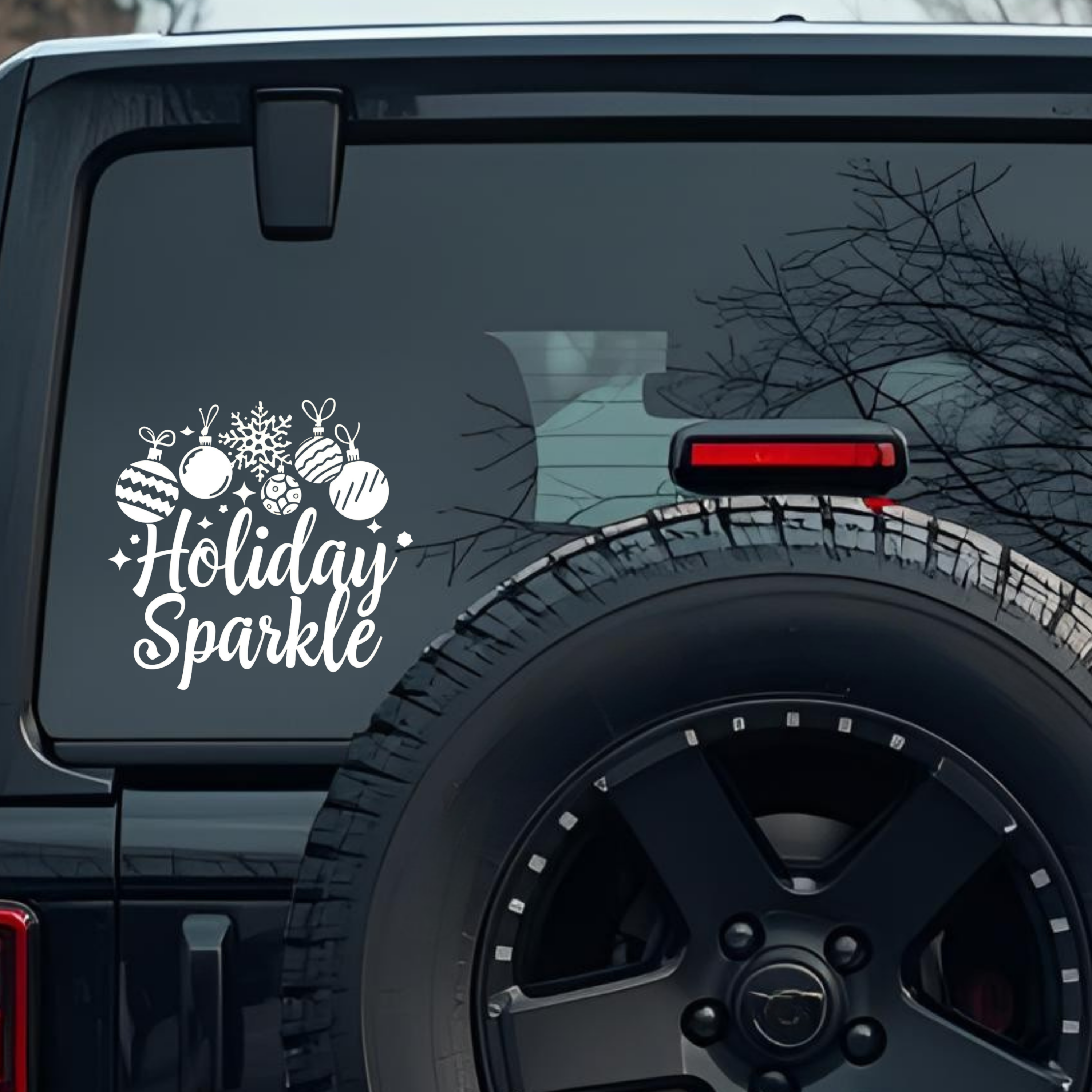 Holiday Sparkle Large 6 inch Premium Decal Sticker For Car Bumper Window Rear Windshield Stickers, W
