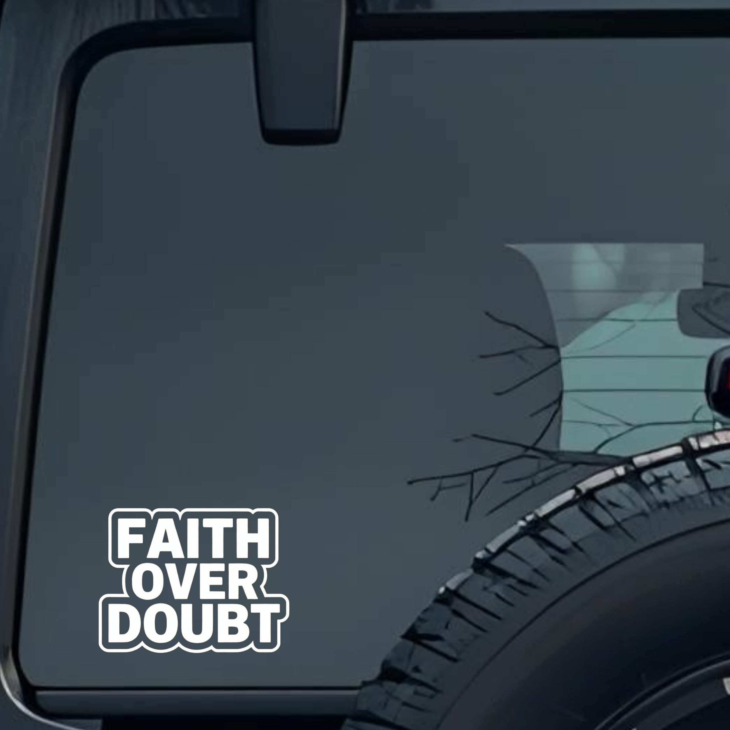 Faith Over Doubt Large 6 inch Premium Decal Sticker For Car Bumper Window Rear Windshield Stickers, 