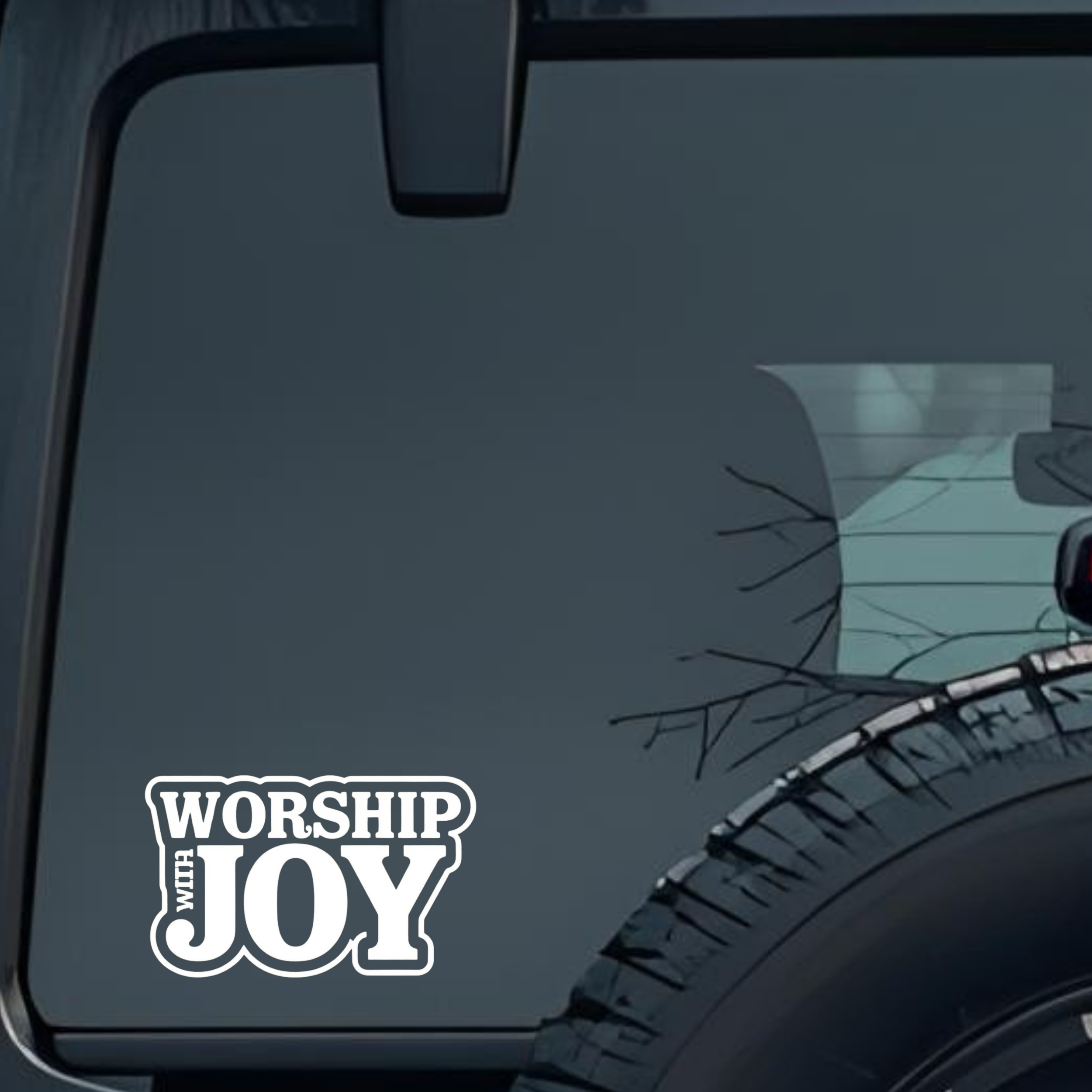 Worship with Joy Large 6 inch Premium Decal Sticker For Car Bumper Window Rear Windshield Stickers, 