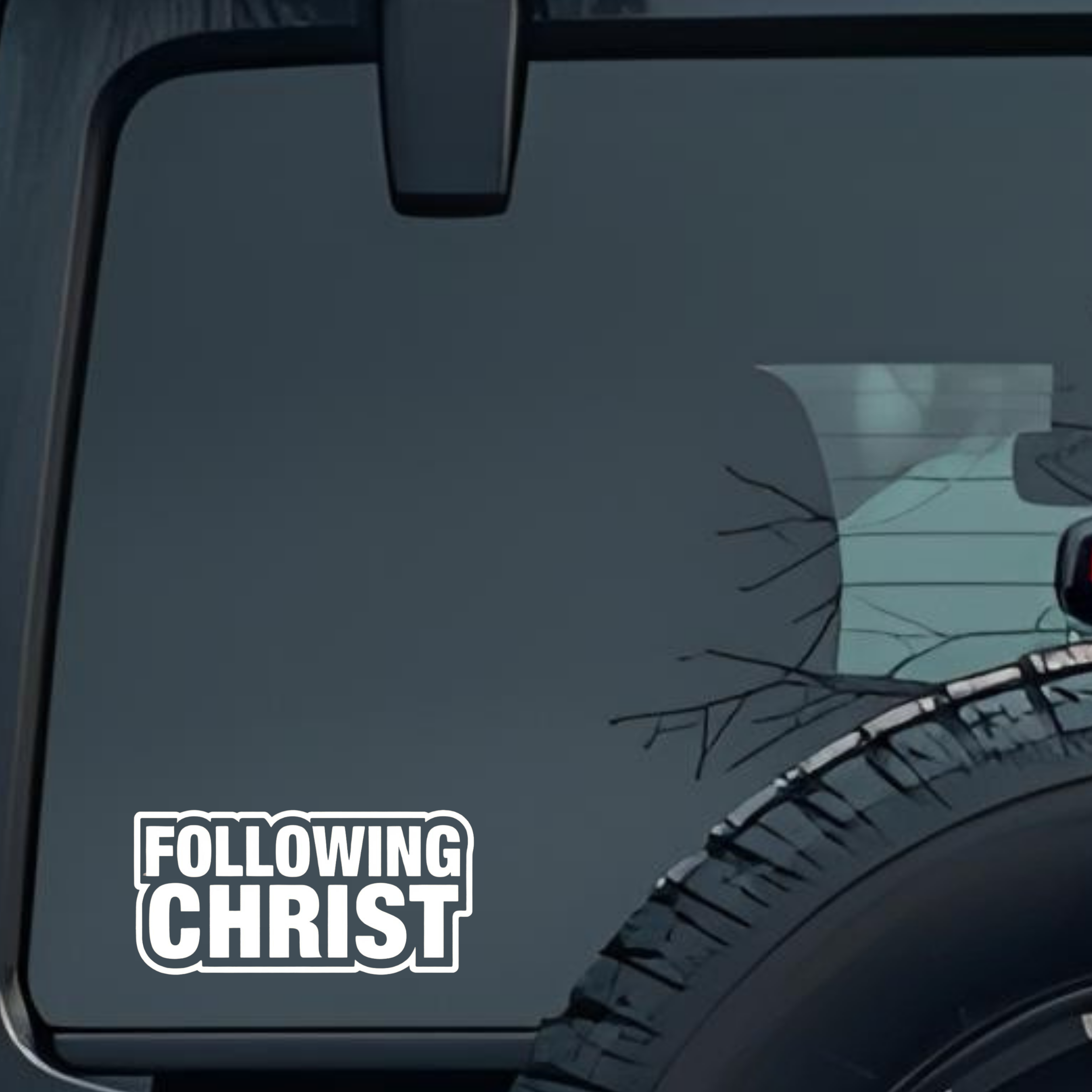 Following Christ Large 6 inch Premium Decal Sticker For Car Bumper Window Rear Windshield Stickers, 