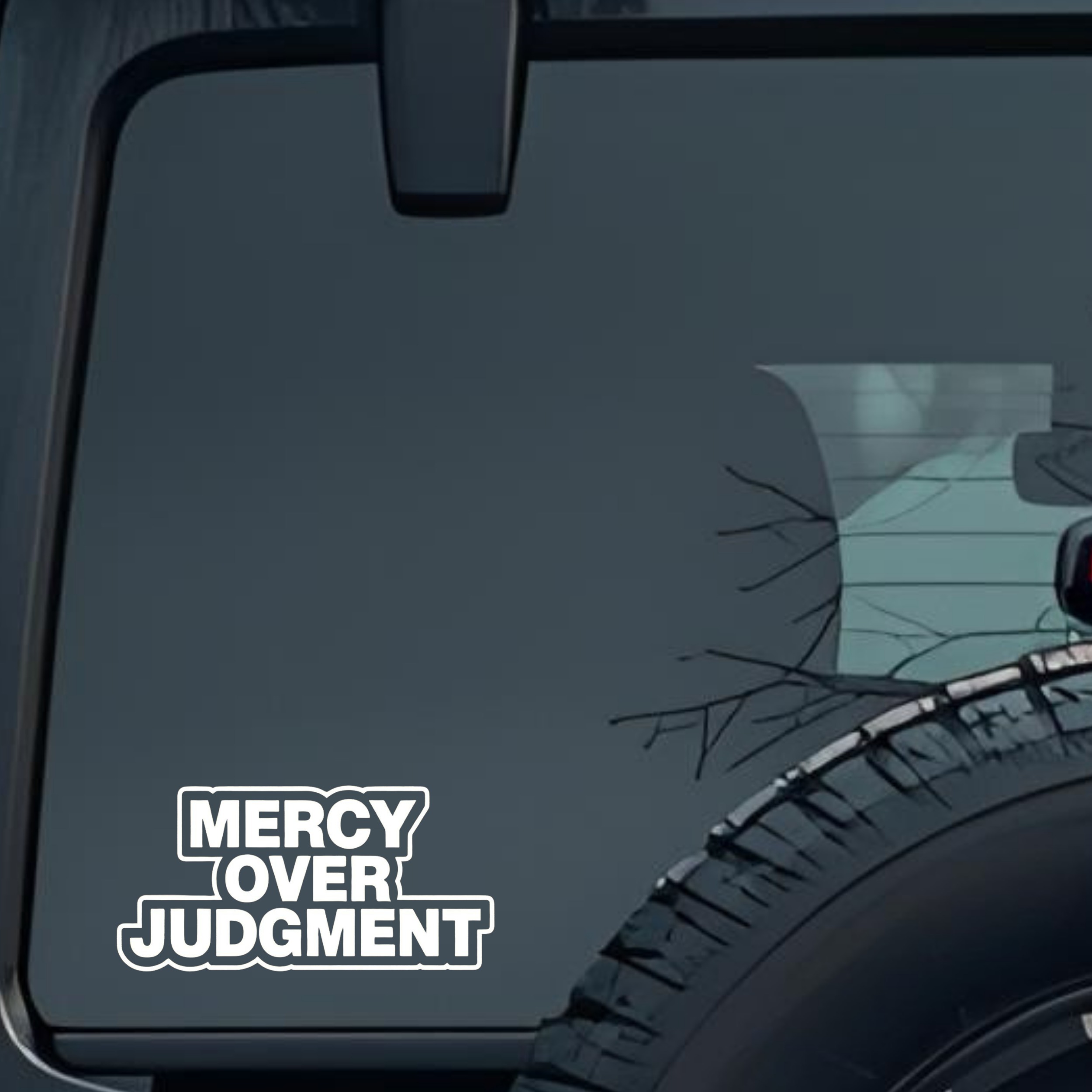 Mercy Over Judgment Large 6 inch Premium Decal Sticker For Car Bumper Window Rear Windshield Sticker