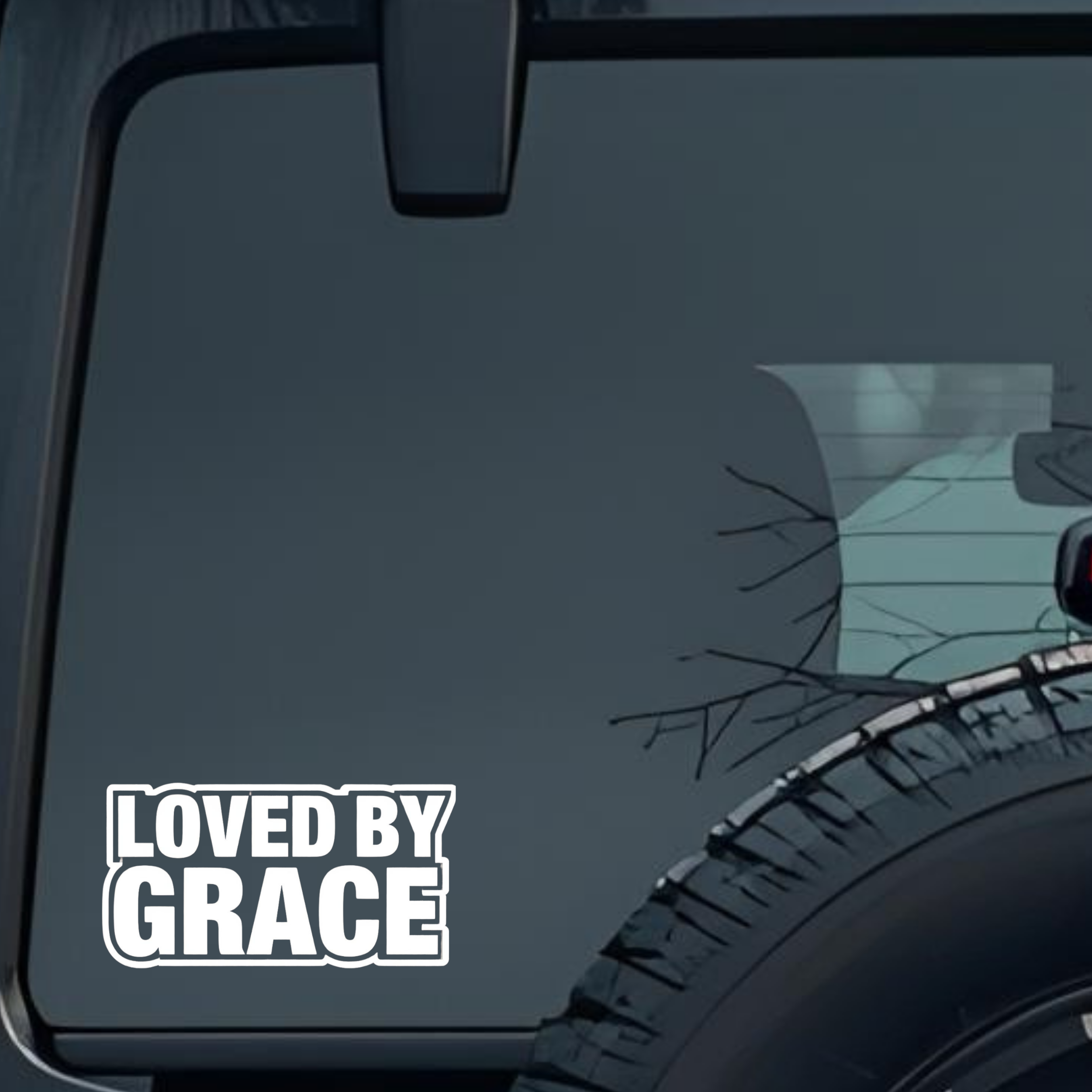 Loved by Grace Large 6 inch Premium Decal Sticker For Car Bumper Window Rear Windshield Stickers, Wa