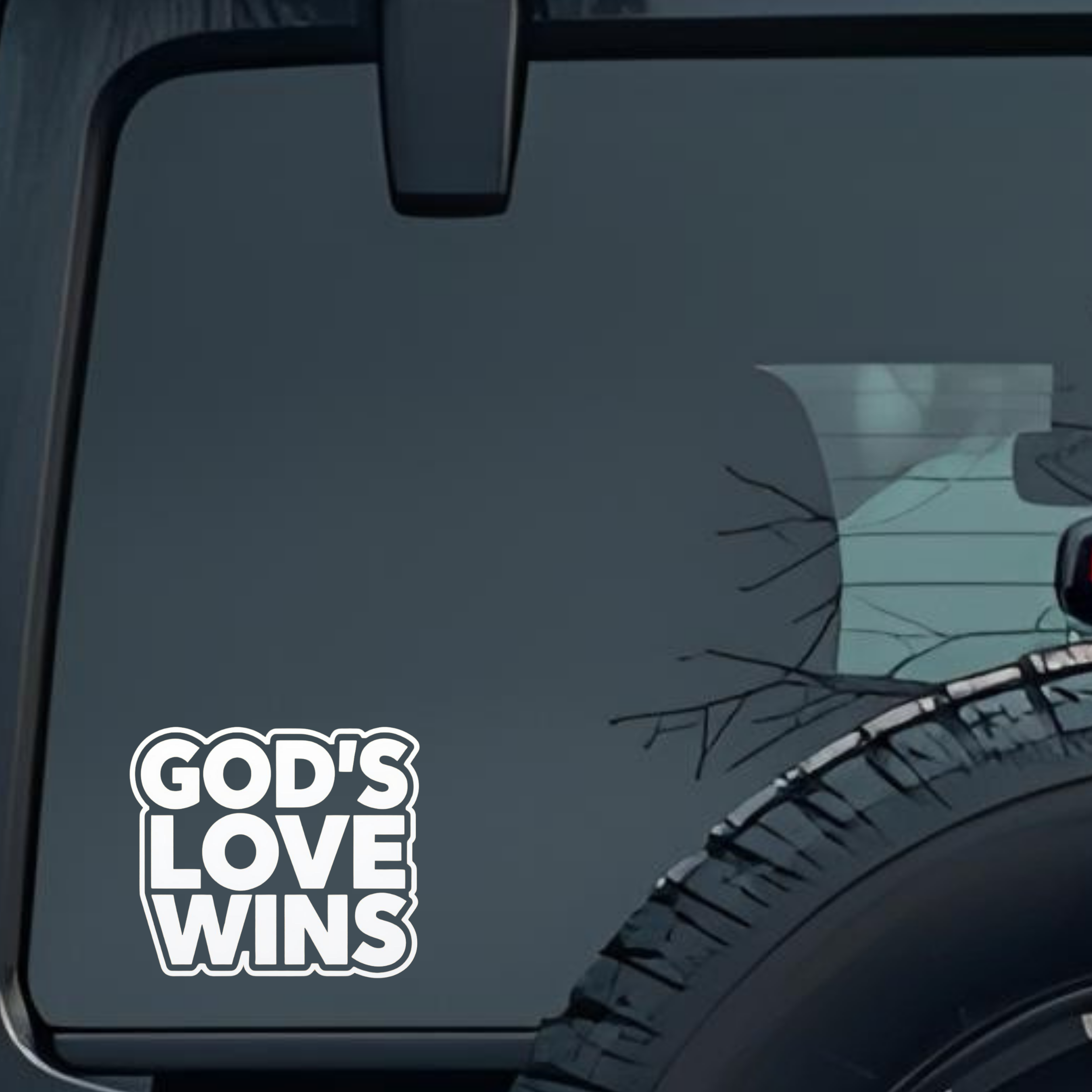 God's Love Wins Large 6 inch Premium Decal Sticker For Car Bumper Window Rear Windshield Stickers, W