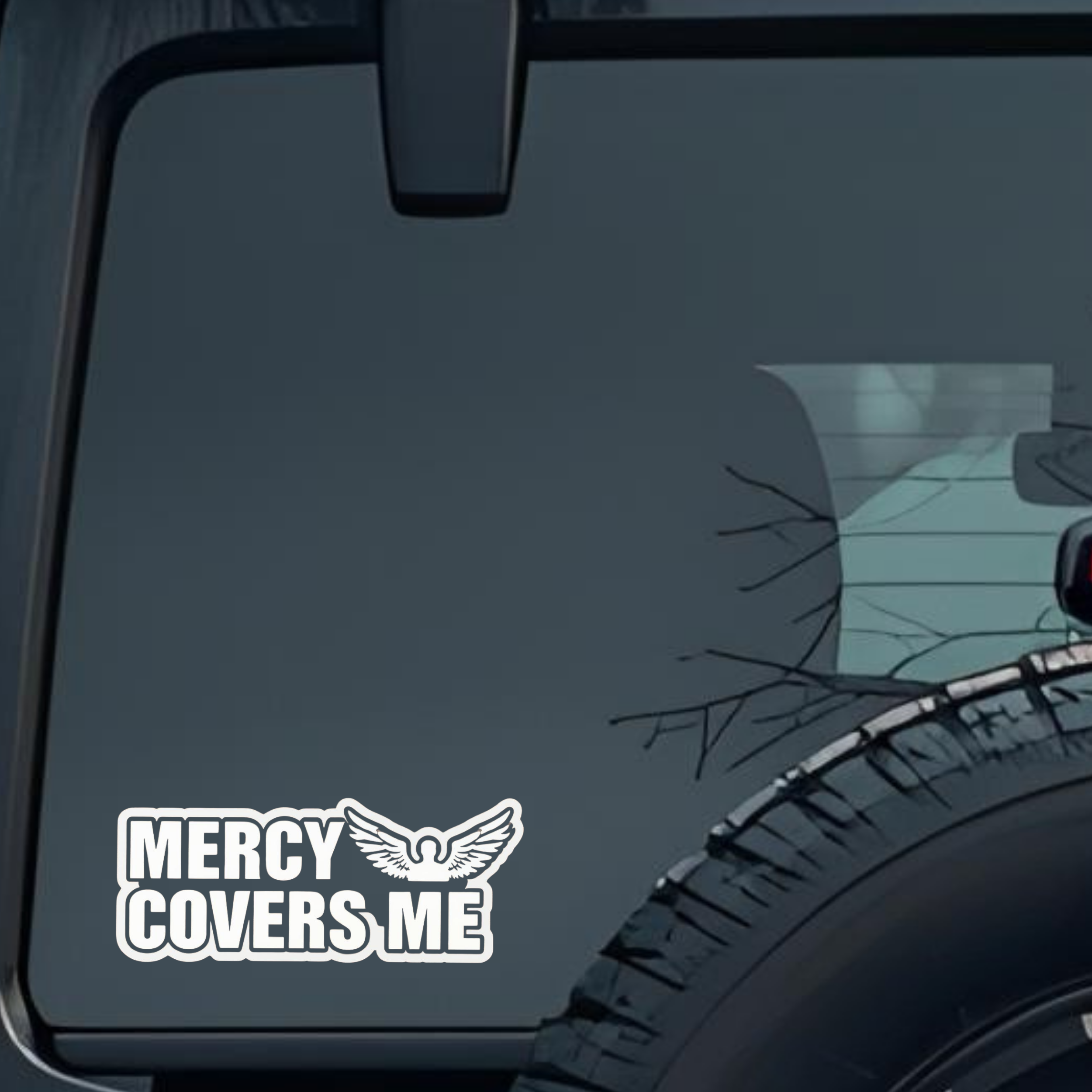 Mercy Covers Me Large 6 inch Premium Decal Sticker For Car Bumper Window Rear Windshield Stickers, W
