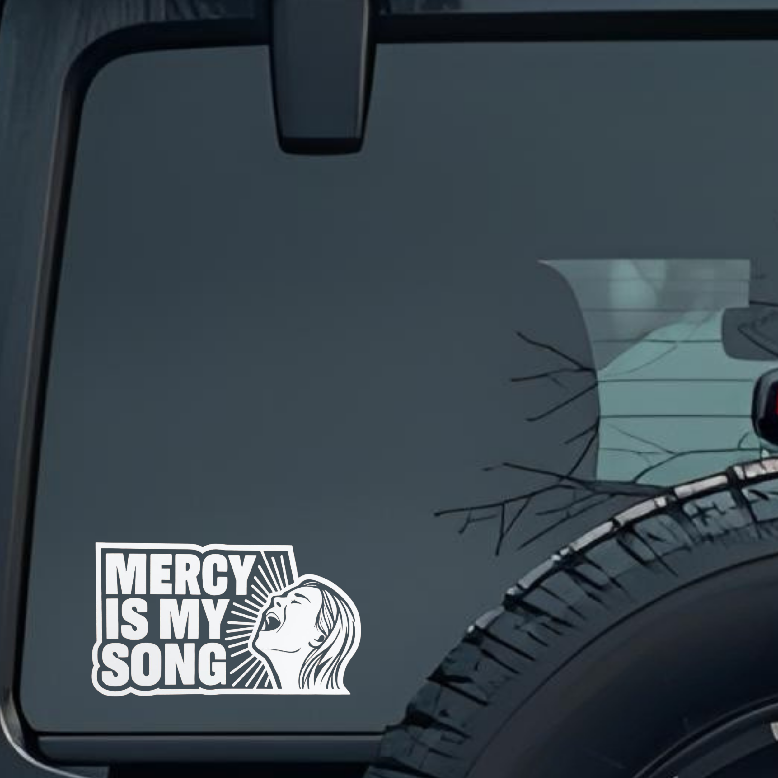 Mercy Is My Song Large 6 inch Premium Decal Sticker For Car Bumper Window Rear Windshield Stickers, 