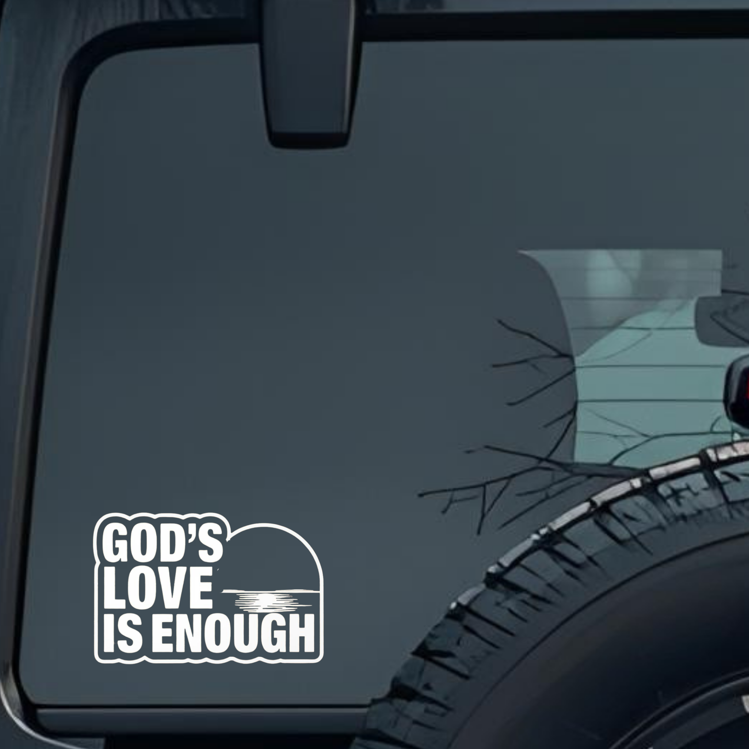 God's Love Is Enough Large 6 inch Premium Decal Sticker For Car Bumper Window Rear Windshield Sticke
