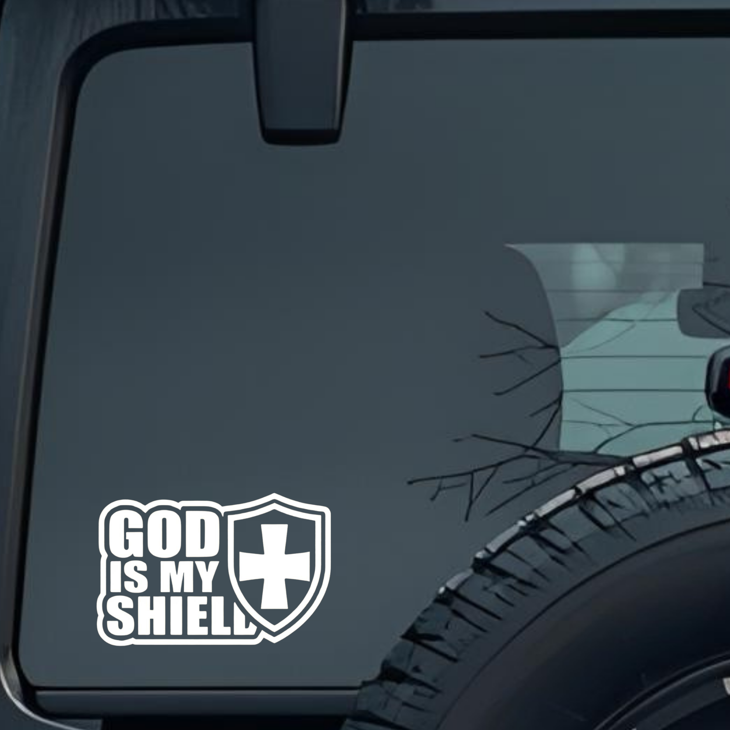 God Is My Shield Large 6 inch Premium Decal Sticker For Car Bumper Window Rear Windshield Stickers, 