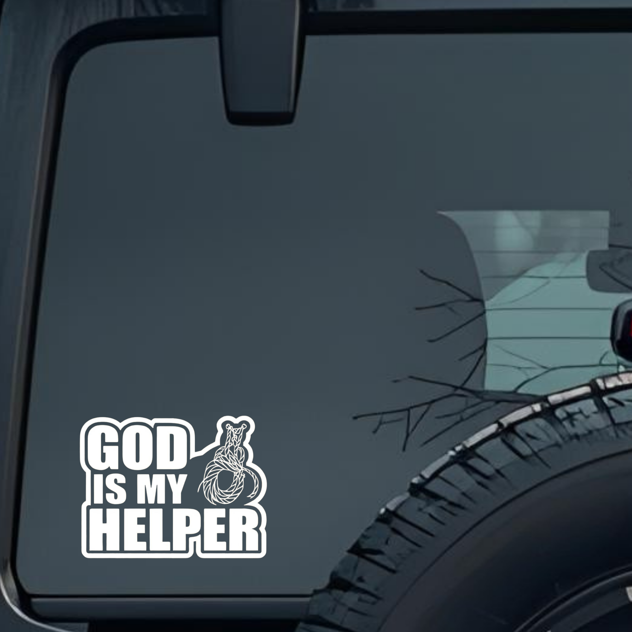 God Is My Helper Large 6 inch Premium Decal Sticker For Car Bumper Window Rear Windshield Stickers, 