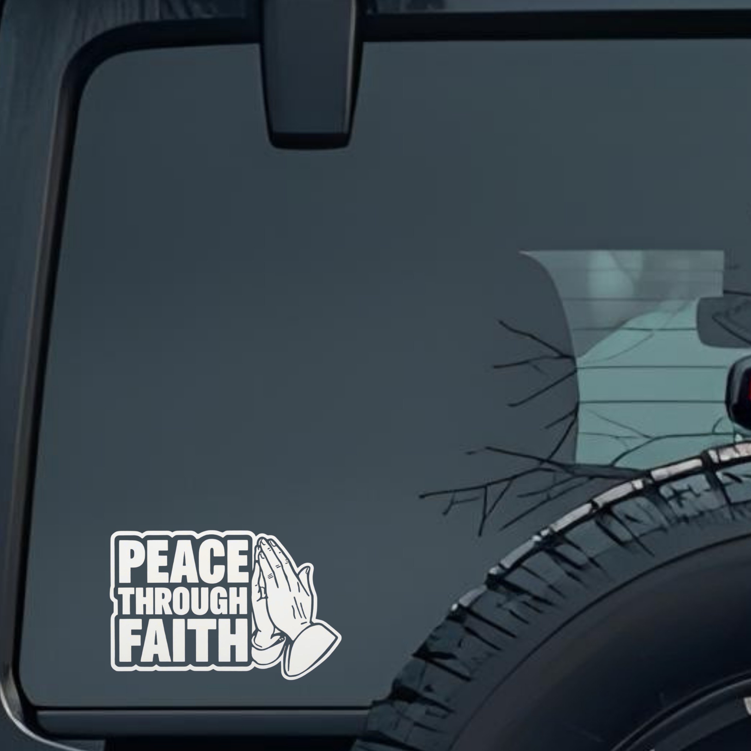 Peace Through Faith Large 6 inch Premium Decal Sticker For Car Bumper Window Rear Windshield Sticker