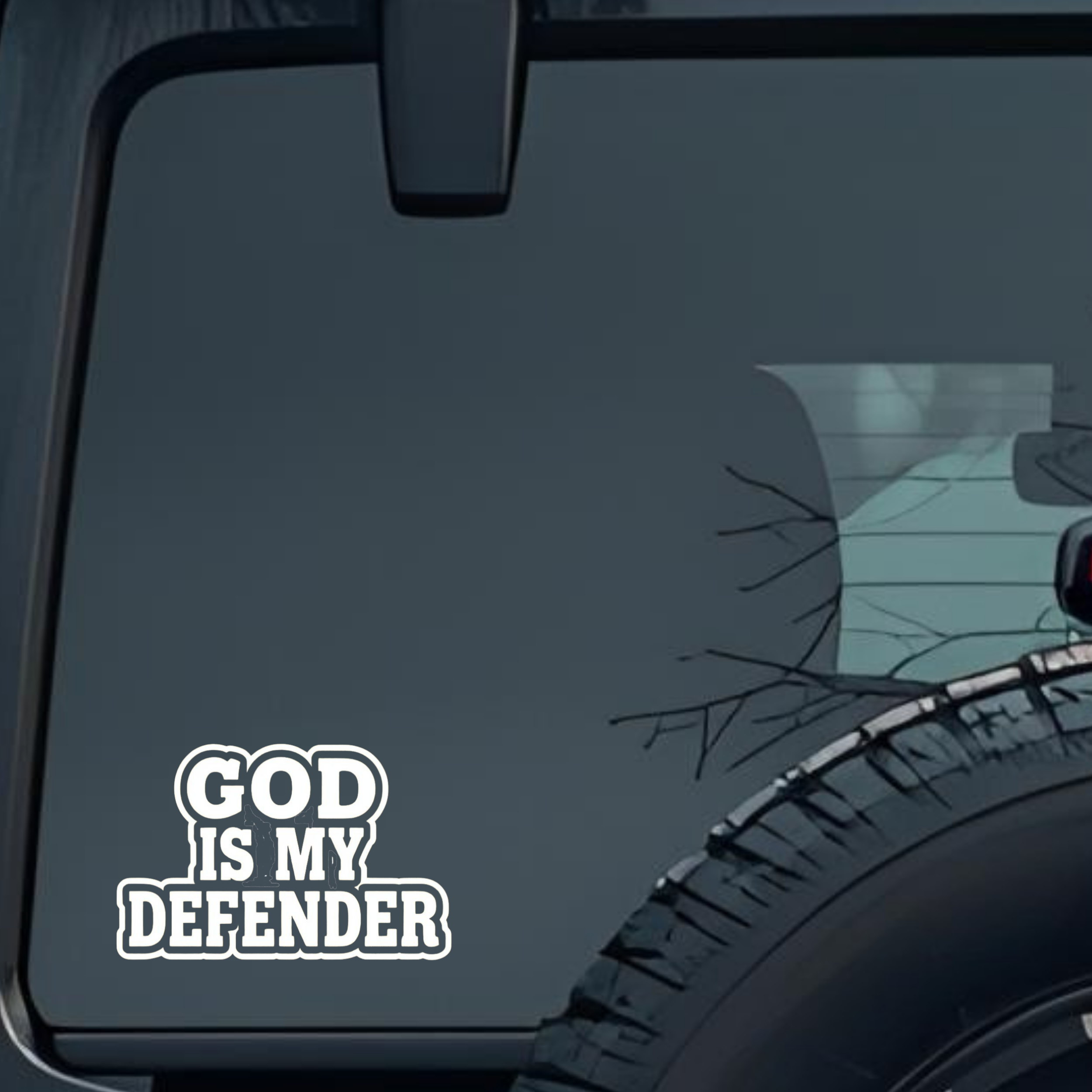 God Is My Defender Large 6 inch Premium Decal Sticker For Car Bumper Window Rear Windshield Stickers