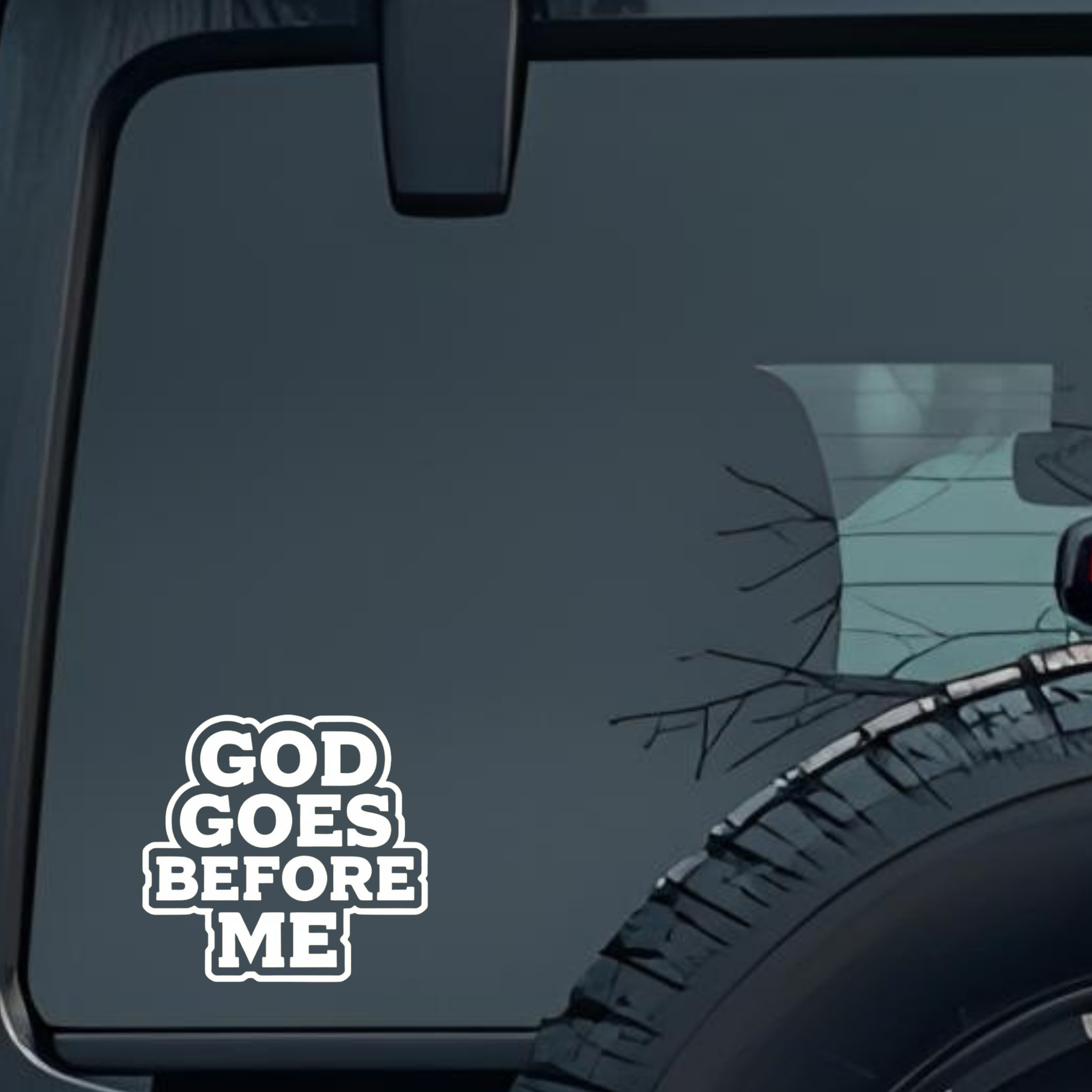 God Goes Before Me Large 6 inch Premium Decal Sticker For Car Bumper Window Rear Windshield Stickers