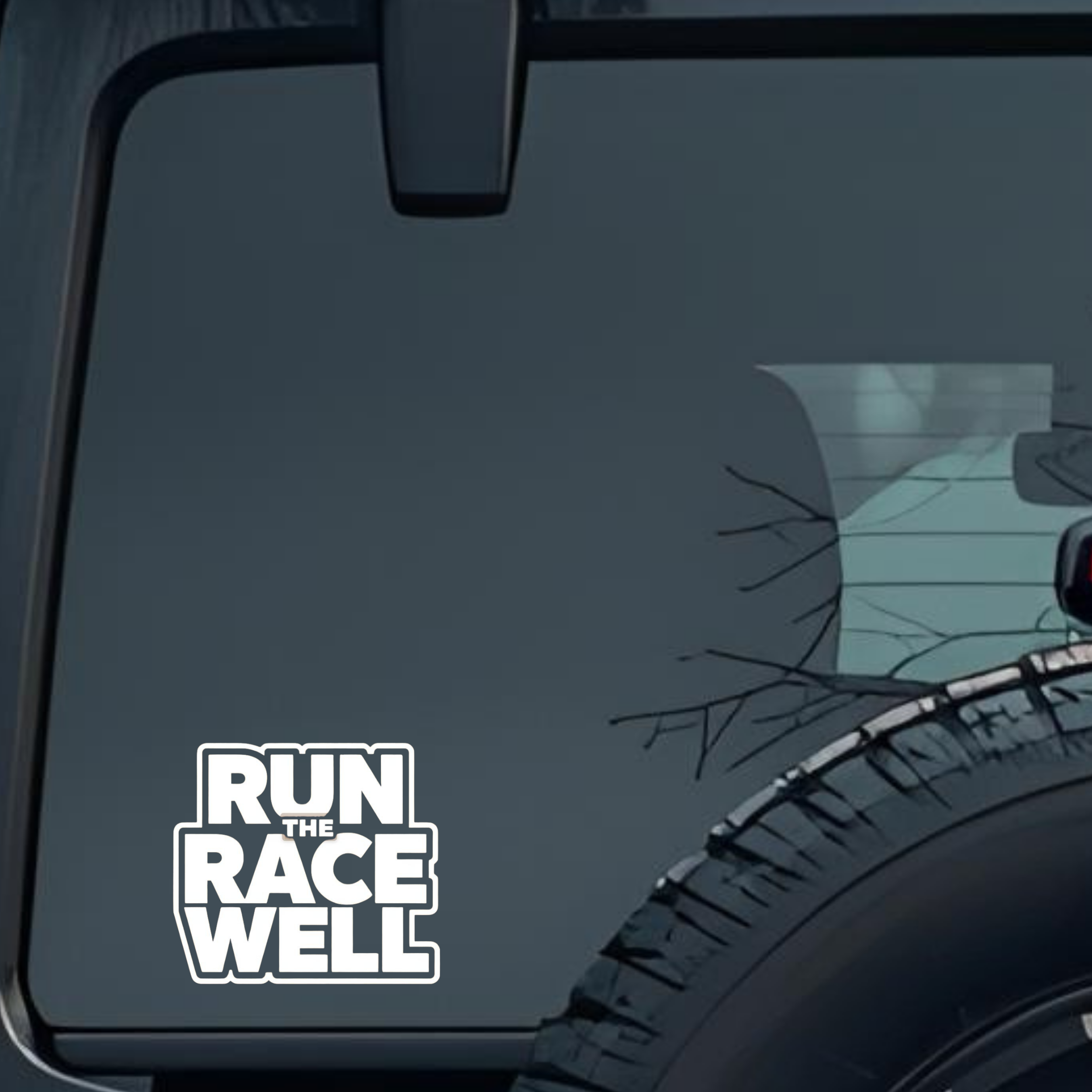 Run the Race Well Large 6 inch Premium Decal Sticker For Car Bumper Window Rear Windshield Stickers,