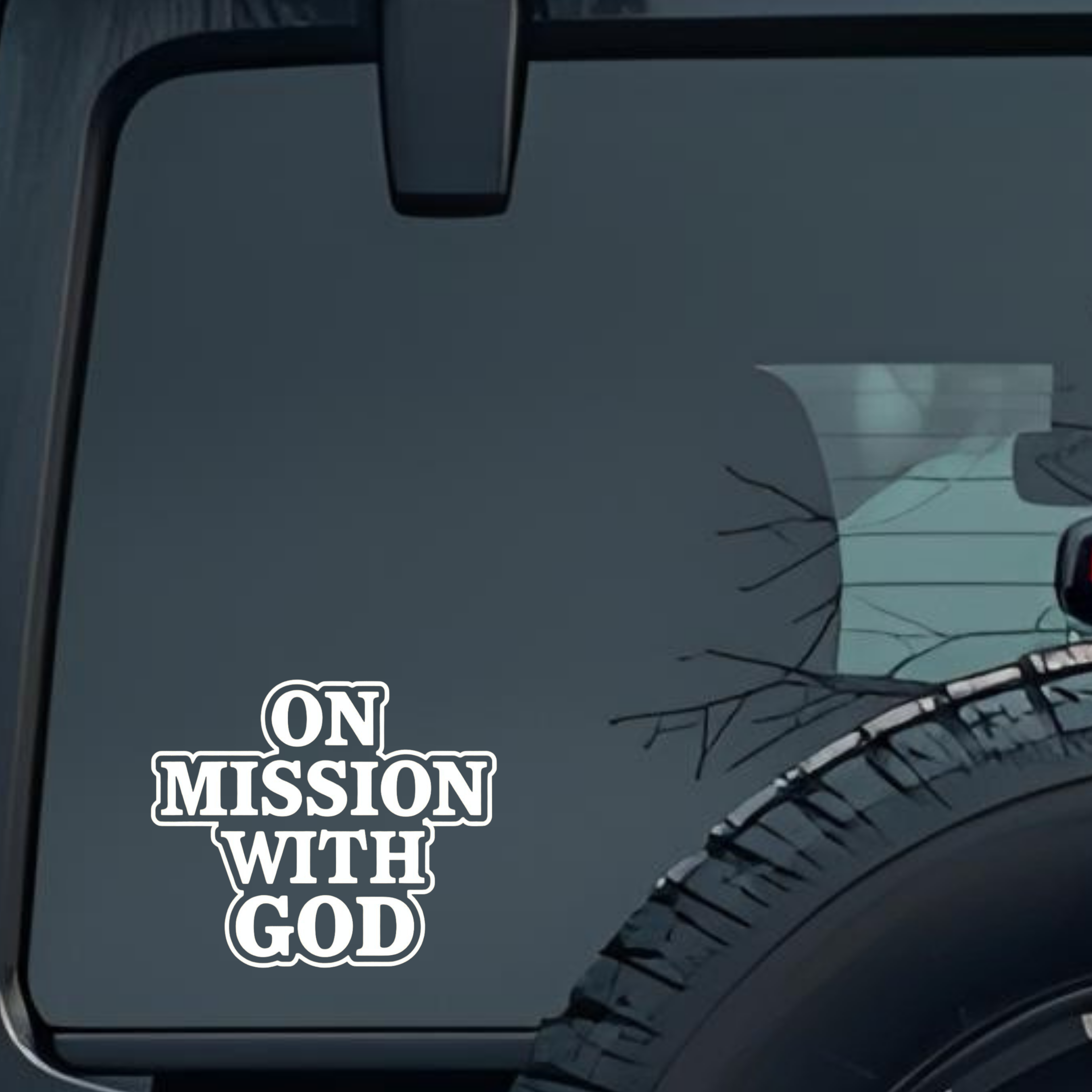on Mission with God Large 6 inch Premium Decal Sticker For Car Bumper Window Rear Windshield Sticker