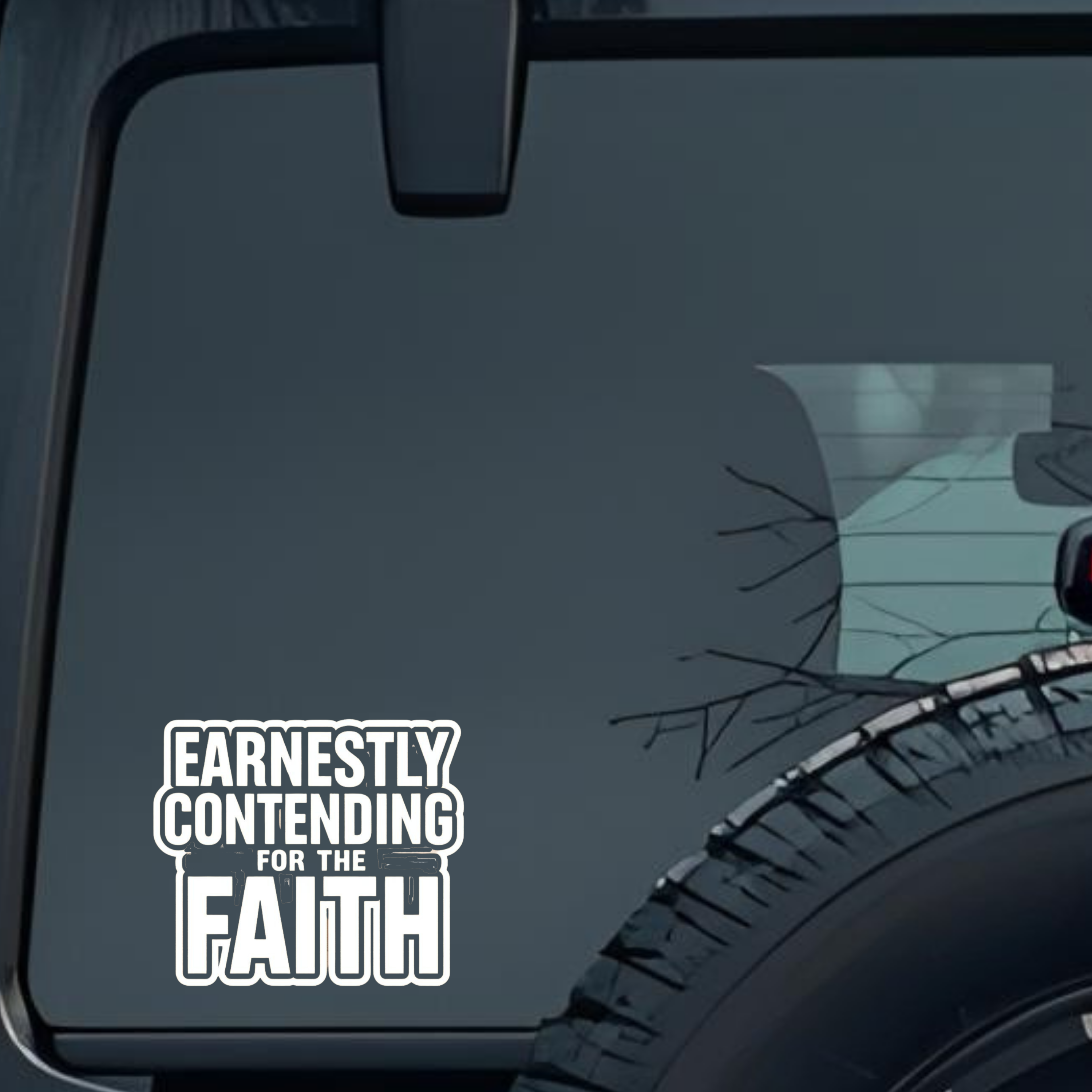 Earnestly Contending for the Faith Large 6 inch Premium Decal Sticker For Car Bumper Window Rear Win