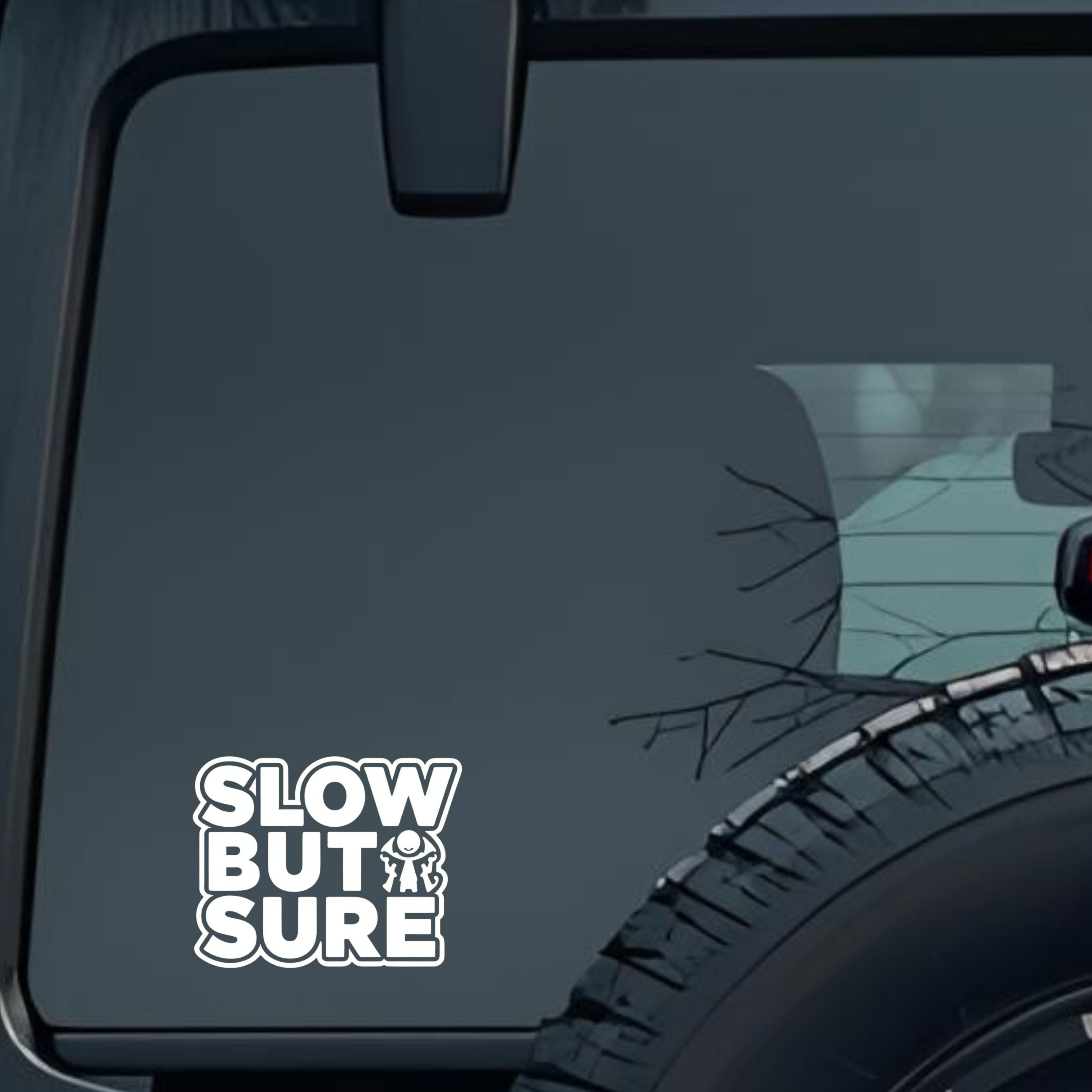 Slow but Sure Large 6 inch Premium Decal Sticker For Car Bumper Window Rear Windshield Stickers, War