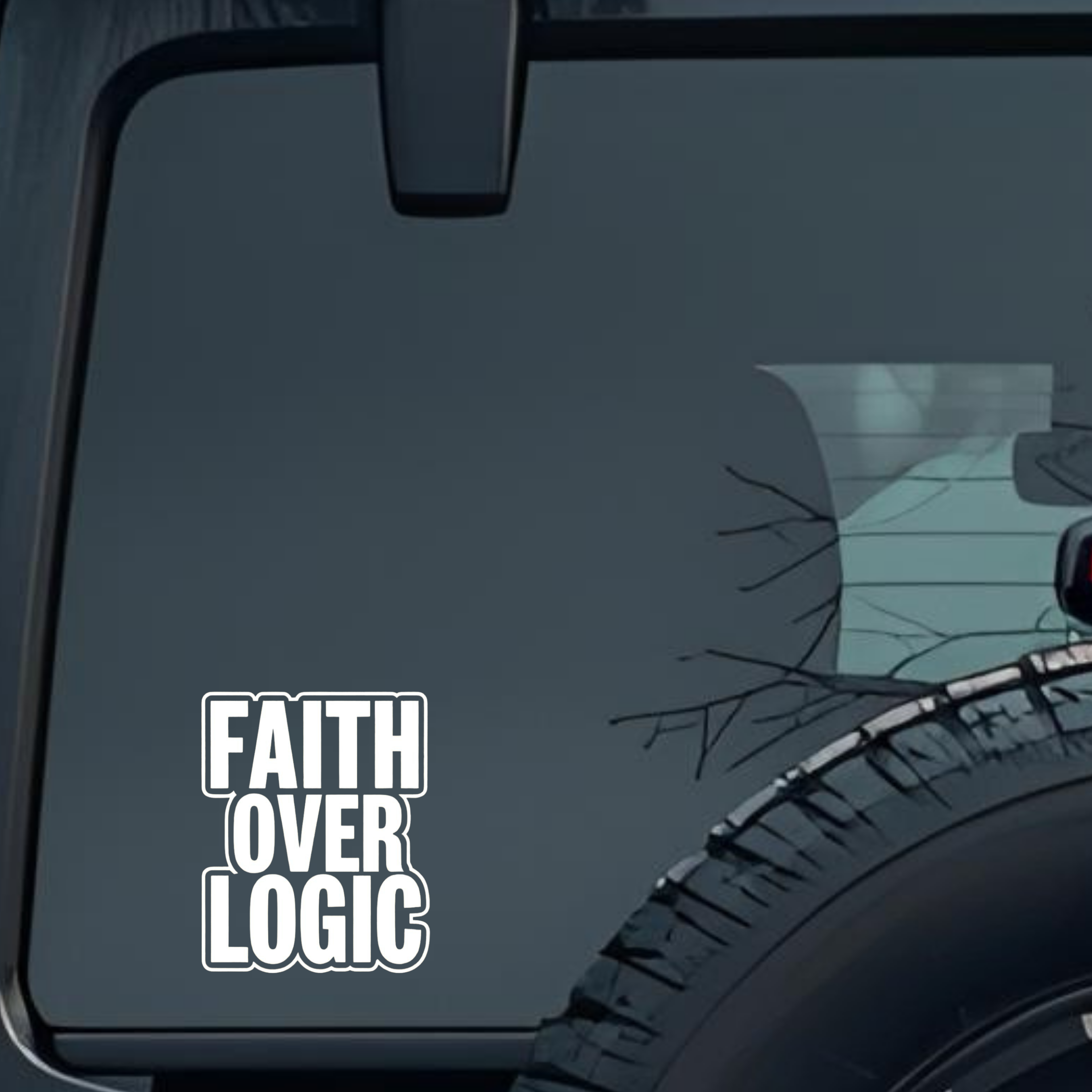 Faith Over Logic Large 6 inch Premium Decal Sticker For Car Bumper Window Rear Windshield Stickers, 