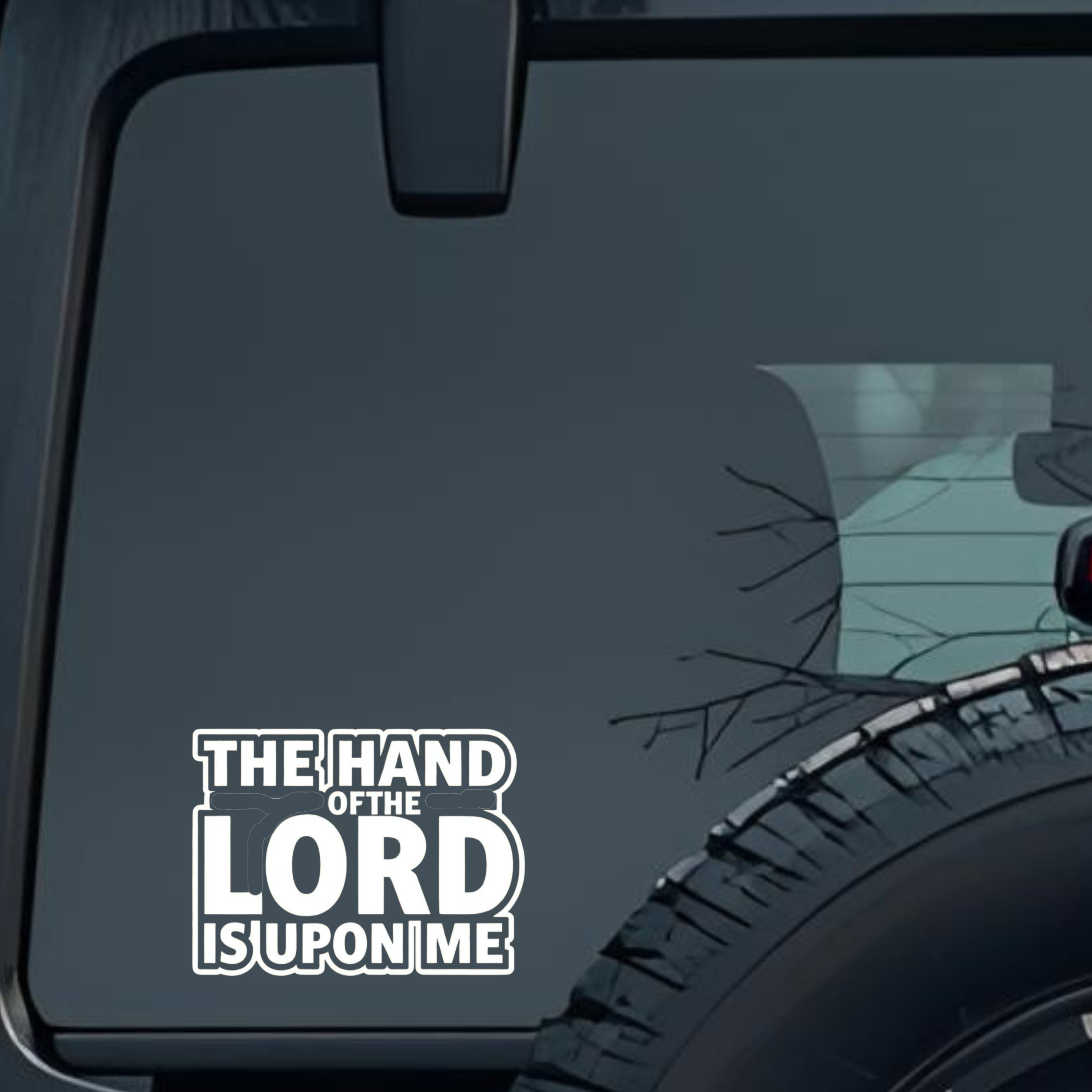 the Hand of the Lord Is Upon Me Large 6 inch Premium Decal Sticker For Car Bumper Window Rear Windsh