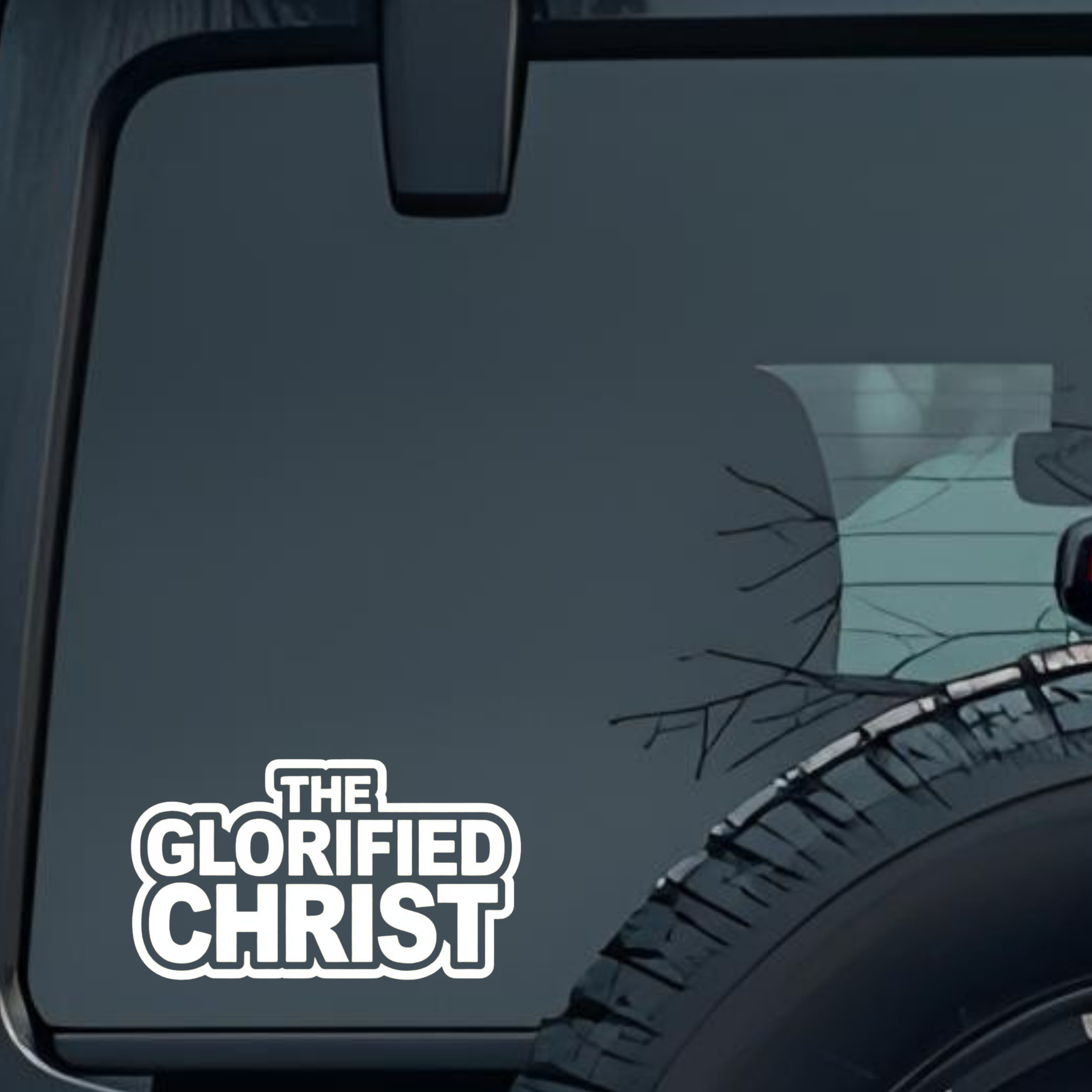 the Glorified Christ Large 6 inch Premium Decal Sticker For Car Bumper Window Rear Windshield Sticke