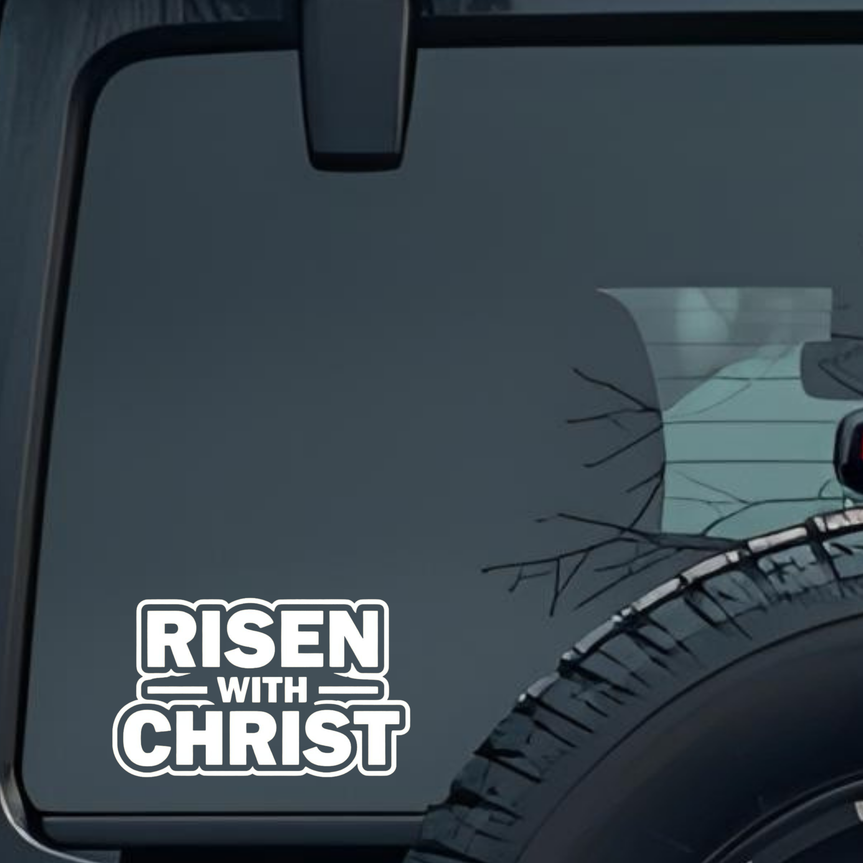 Risen with Christ Large 6 inch Premium Decal Sticker For Car Bumper Window Rear Windshield Stickers,