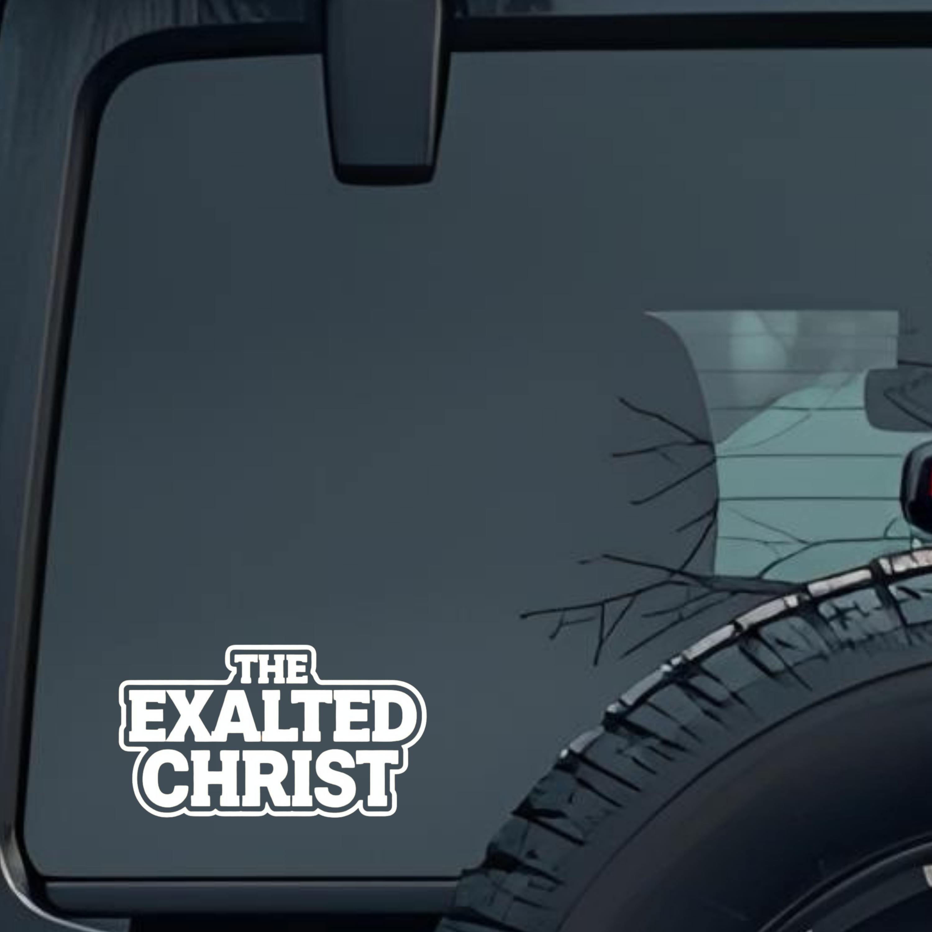 the Exalted Christ Large 6 inch Premium Decal Sticker For Car Bumper Window Rear Windshield Stickers