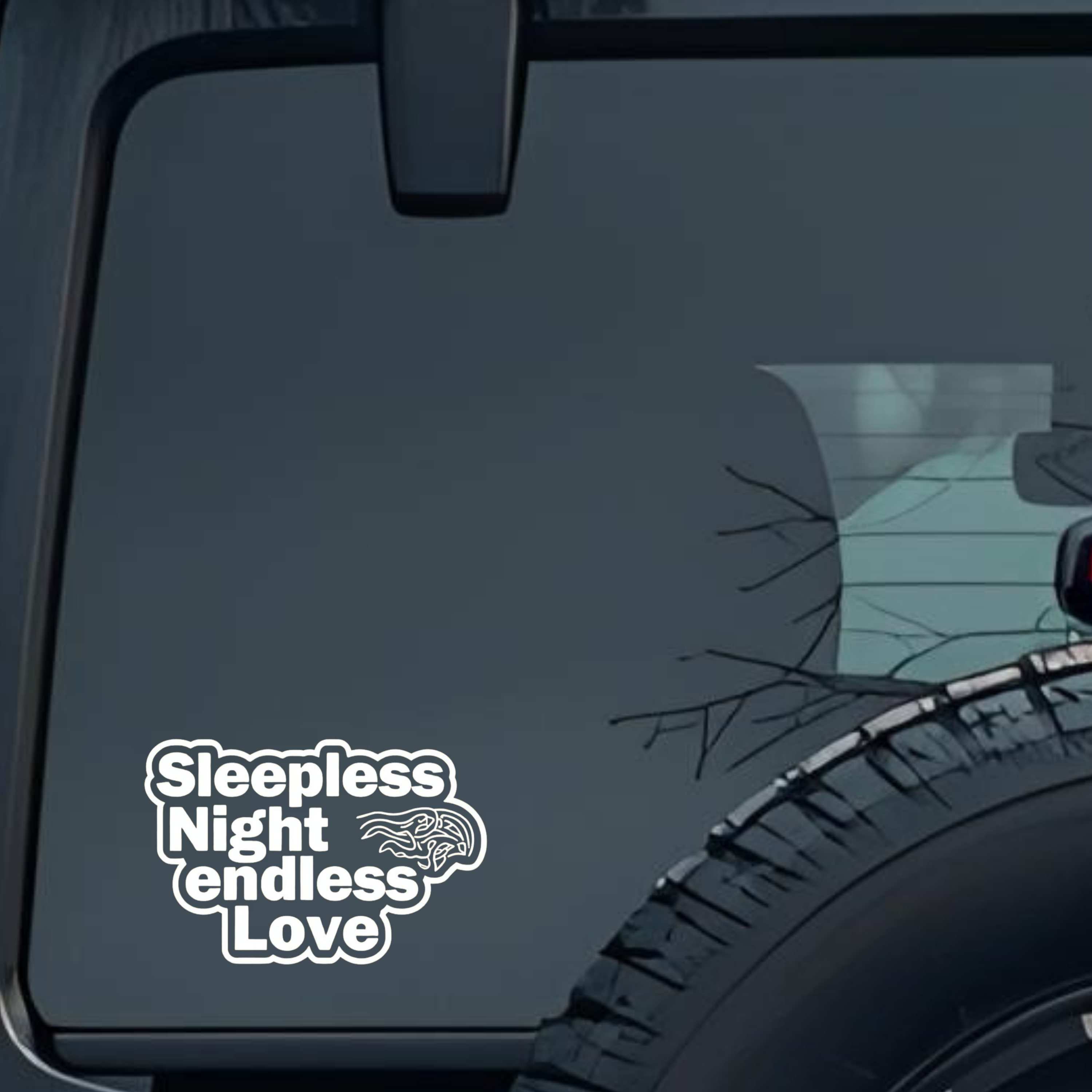 Sleepless Night Endless Love Large 6 inch Premium Decal Sticker For Car Bumper Window Rear Windshiel