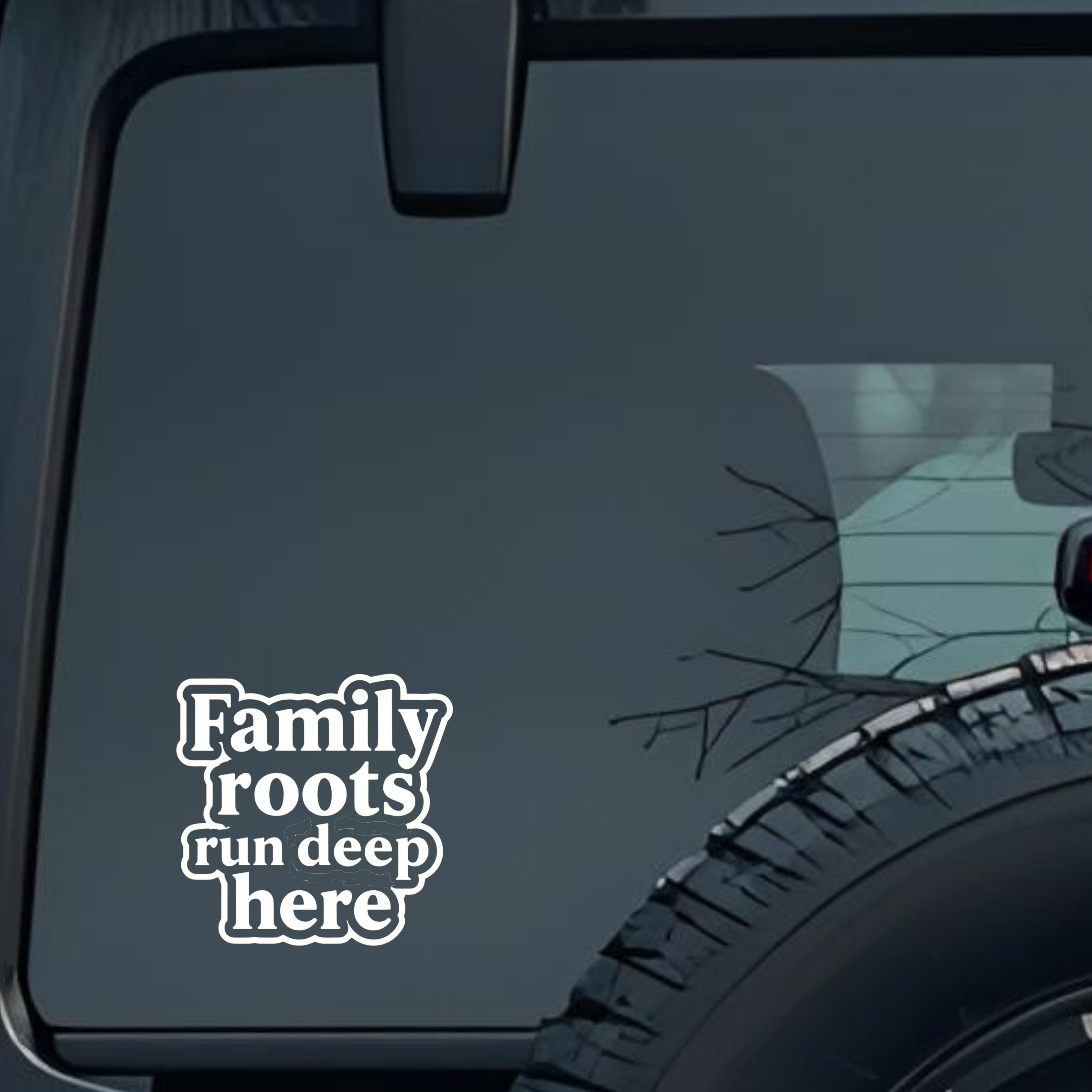 Family Roots Run Deep Here Large 6 inch Premium Decal Sticker For Car Bumper Window Rear Windshield 