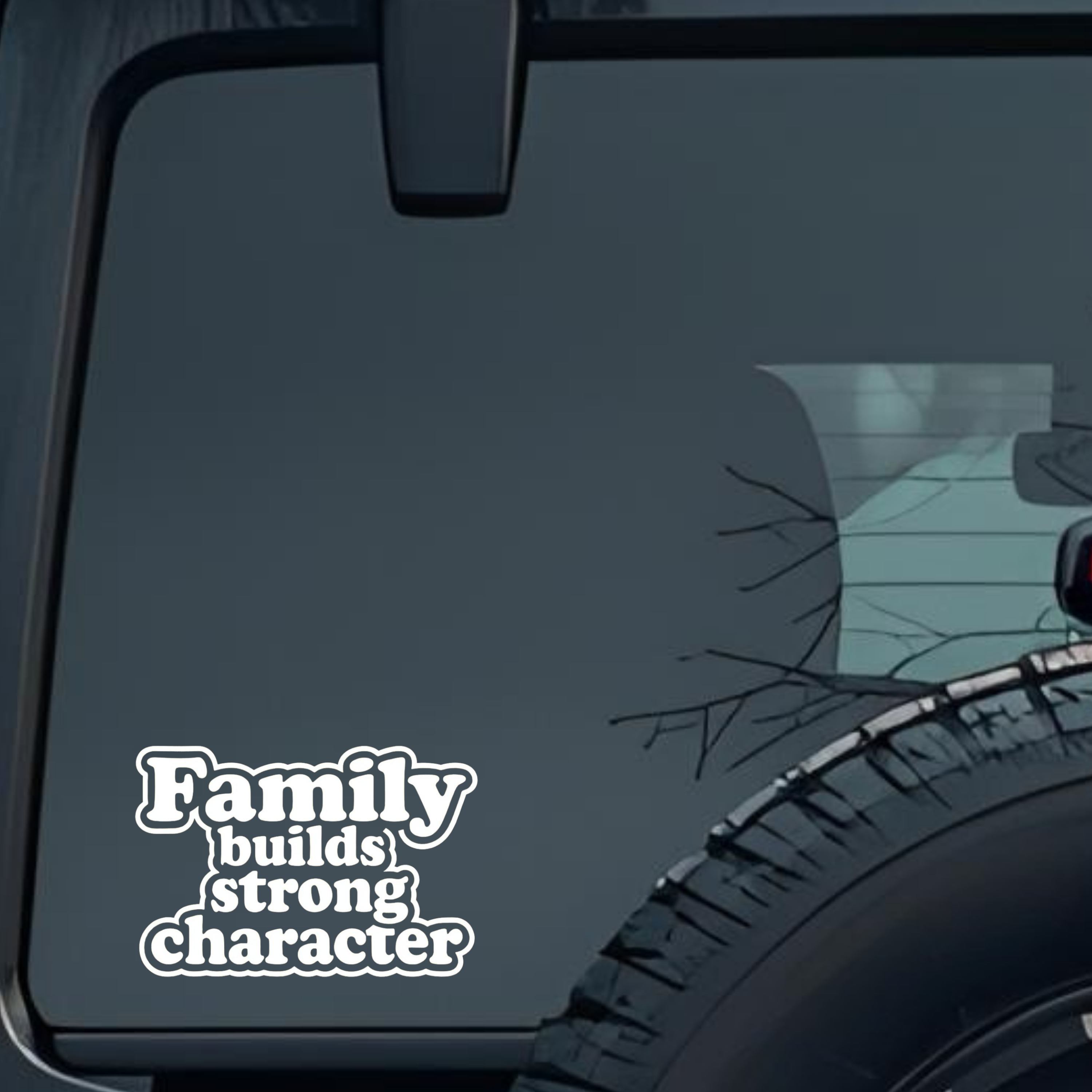Family Builds Strong Character Large 6 inch Premium Decal Sticker For Car Bumper Window Rear Windshi