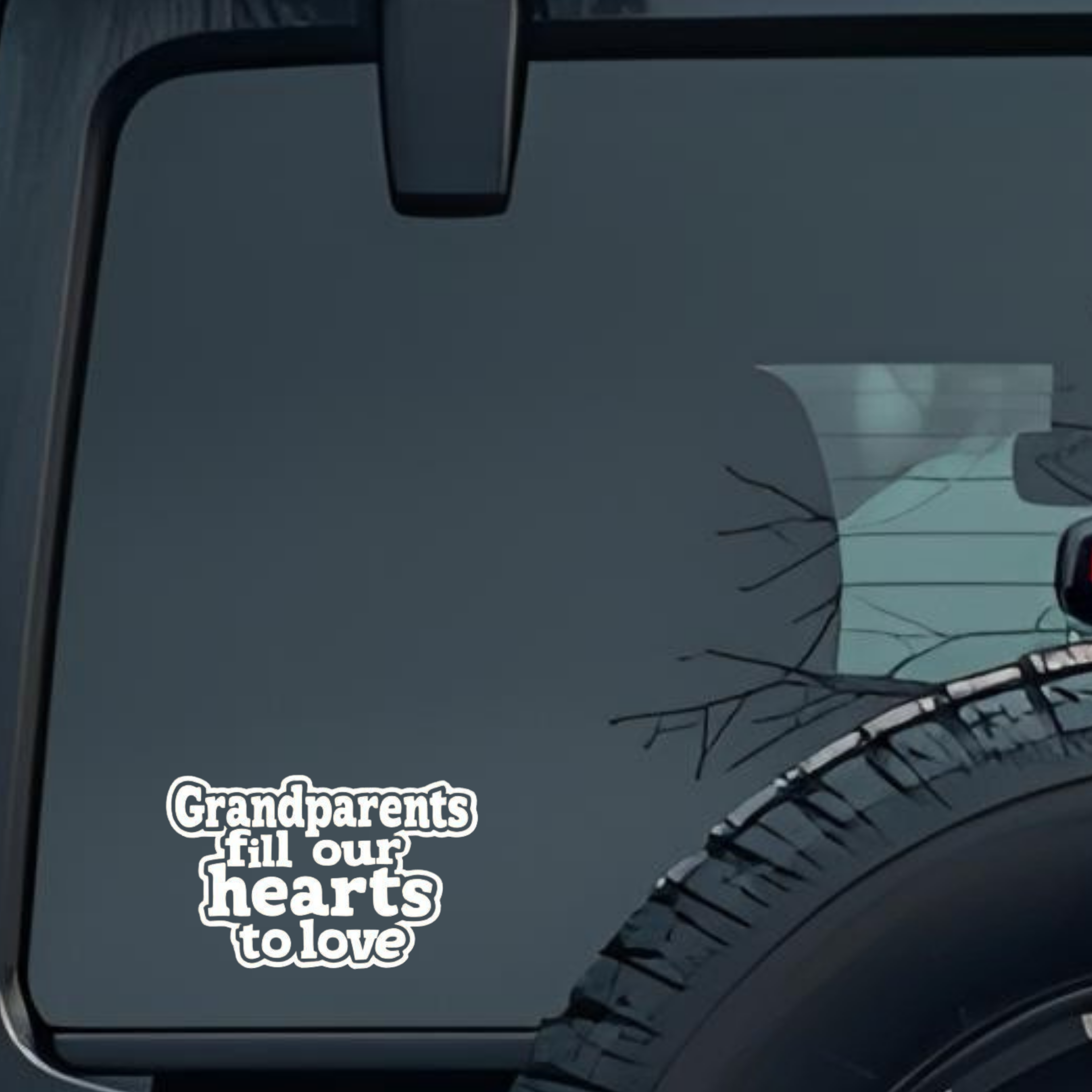 Grandparents Fill Out Hearts to Love Large 6 inch Premium Decal Sticker For Car Bumper Window Rear W