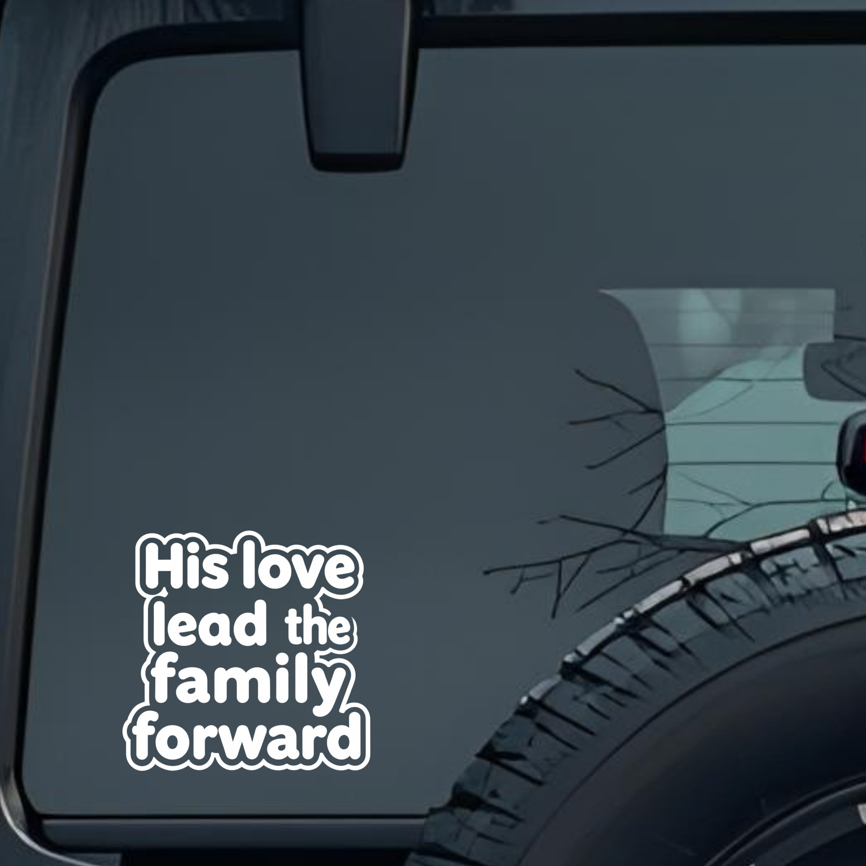 His Love Lead the Family Forward Large 6 inch Premium Decal Sticker For Car Bumper Window Rear Winds