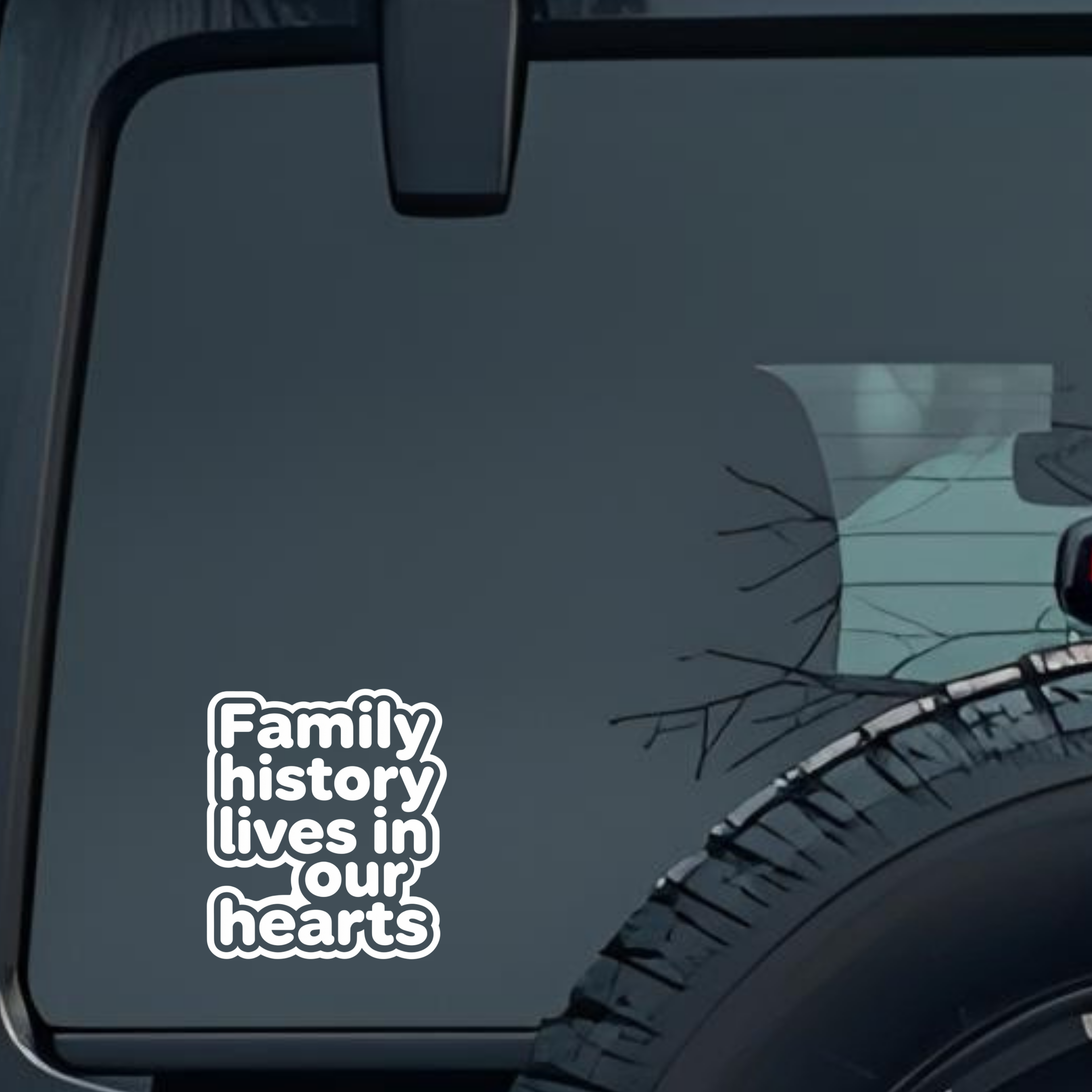 Family History Lives in Our Hearts Large 6 inch Premium Decal Sticker For Car Bumper Window Rear Win