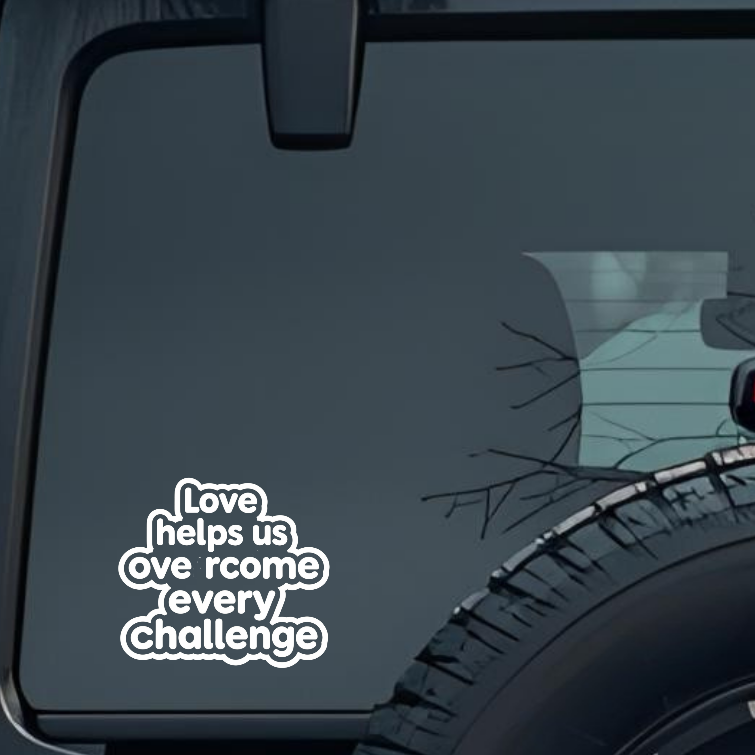 Love Helps Us Ove Rcome Every Challenge Large 6 inch Premium Decal Sticker For Car Bumper Window Rea
