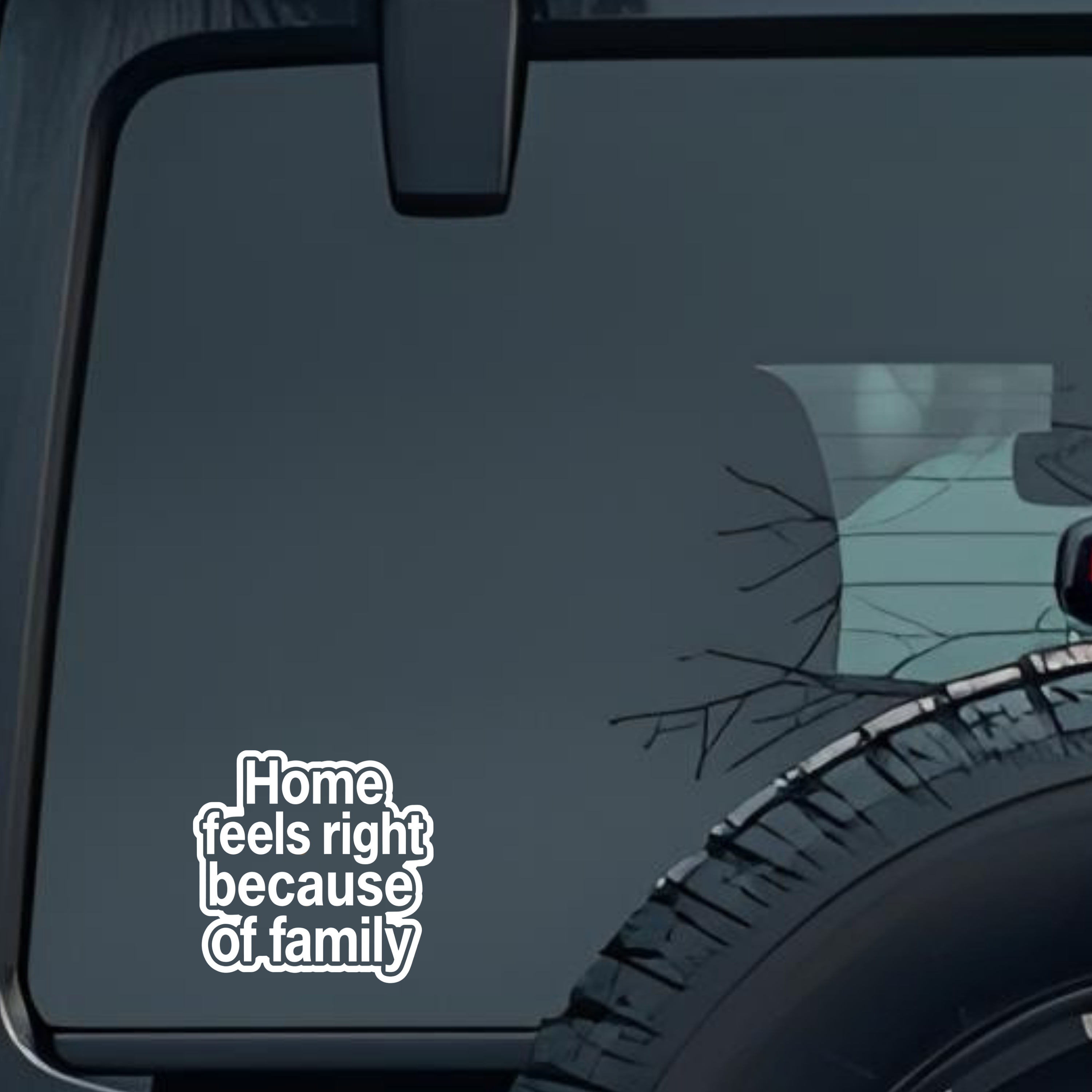 Home Feels Right Because of Family Large 6 inch Premium Decal Sticker For Car Bumper Window Rear Win