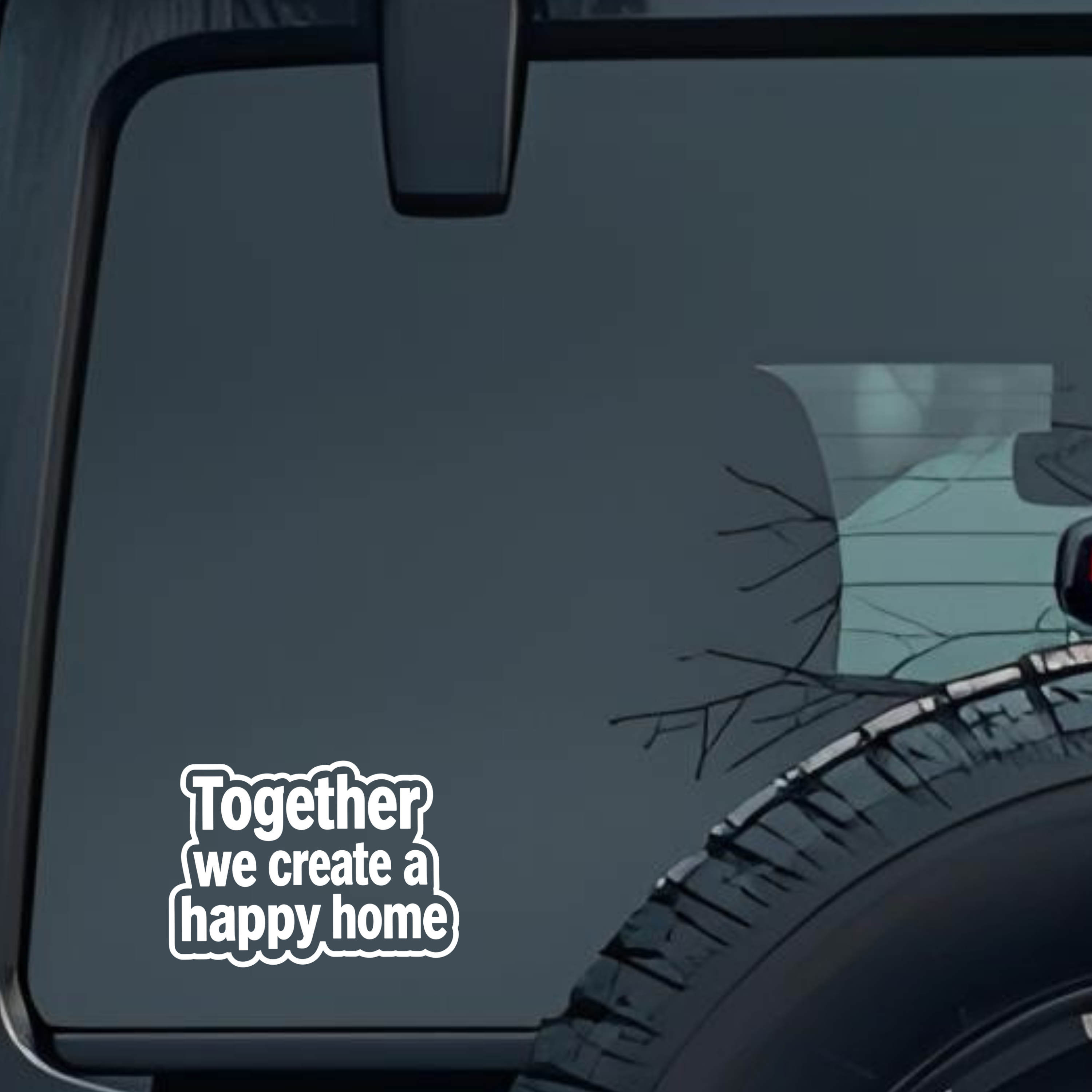 Together We Create a Happy Home Large 6 inch Premium Decal Sticker For Car Bumper Window Rear Windsh