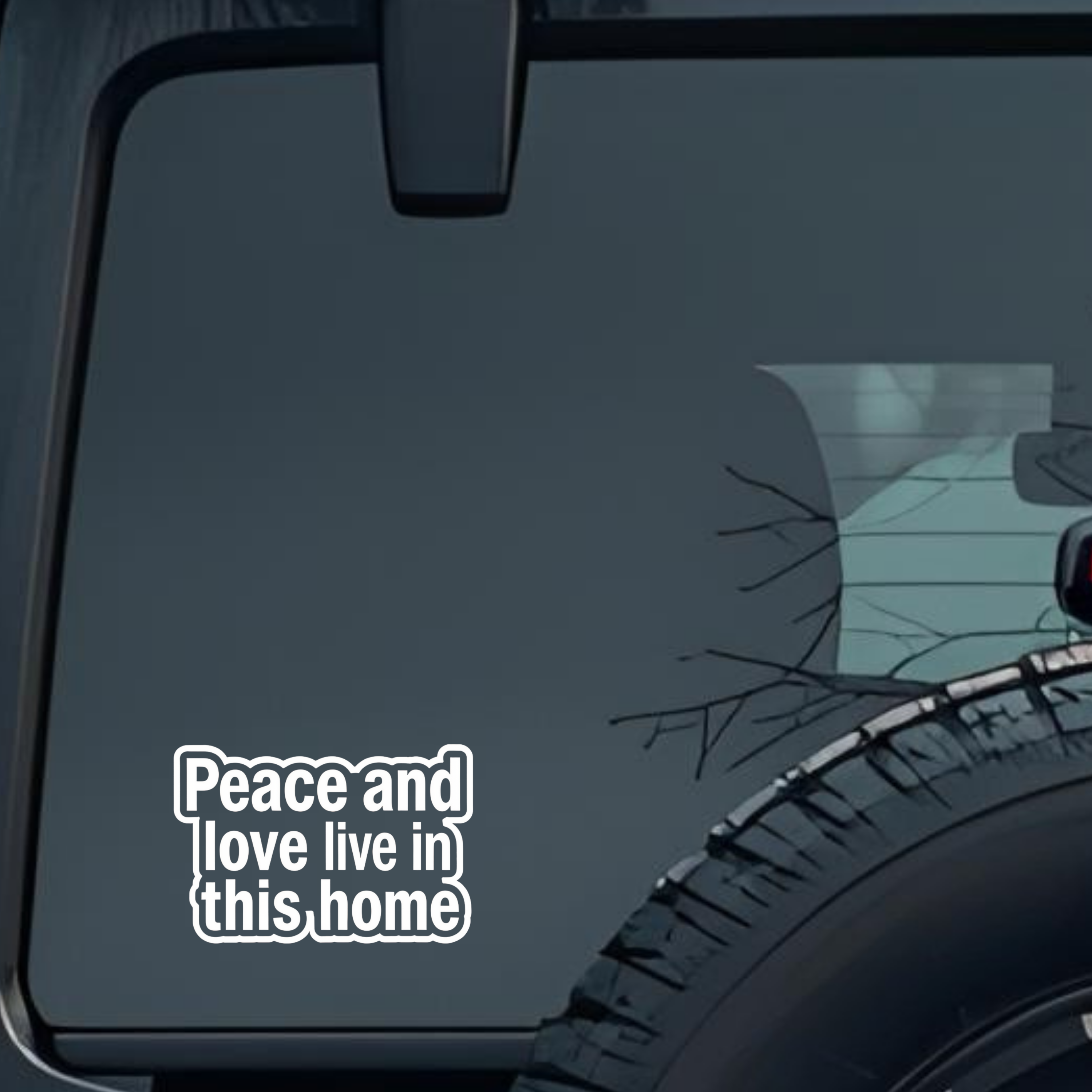 Peace and Love Live in This Home Large 6 inch Premium Decal Sticker For Car Bumper Window Rear Winds