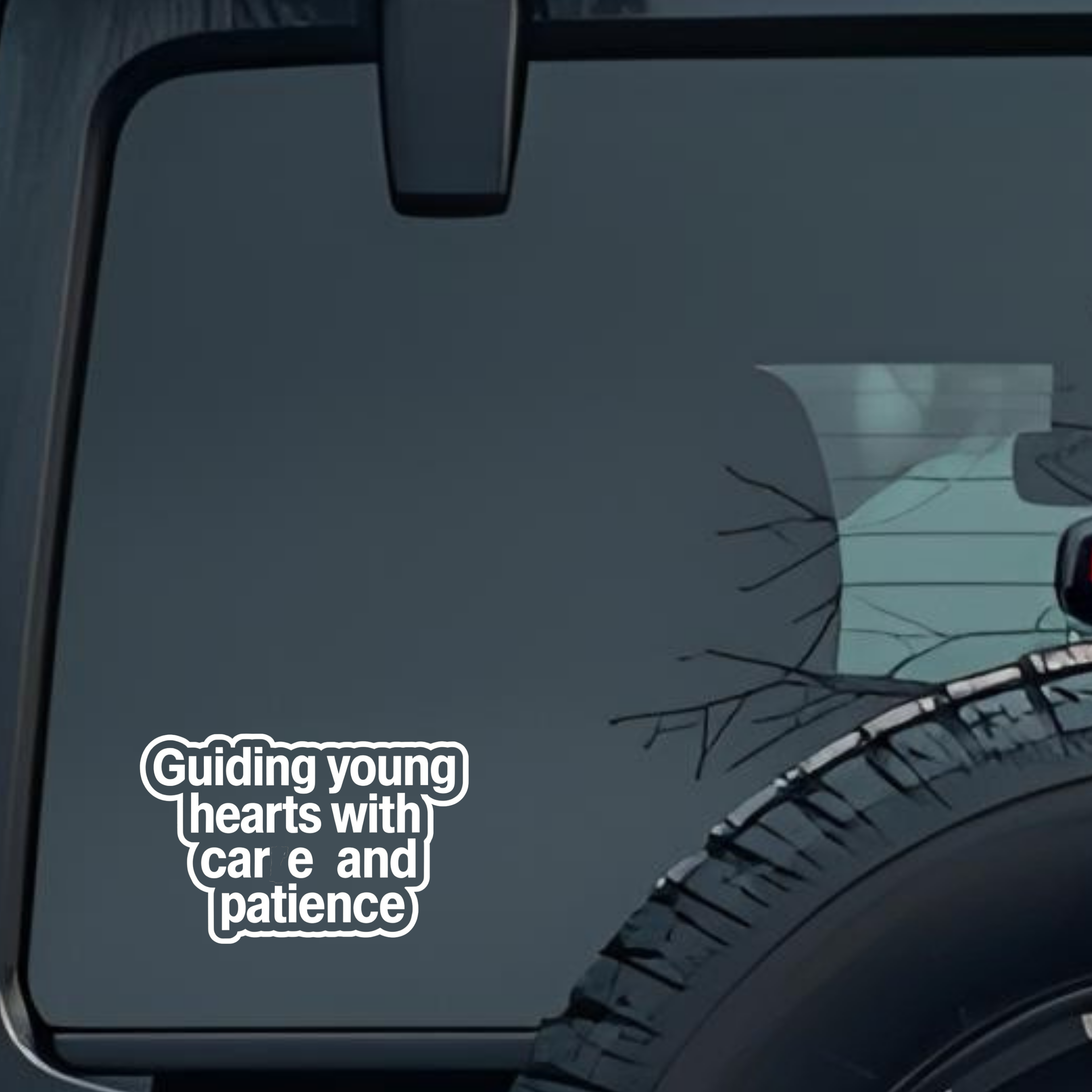 Guiding Young Hearts with Car E and Patience Large 6 inch Premium Decal Sticker For Car Bumper Windo