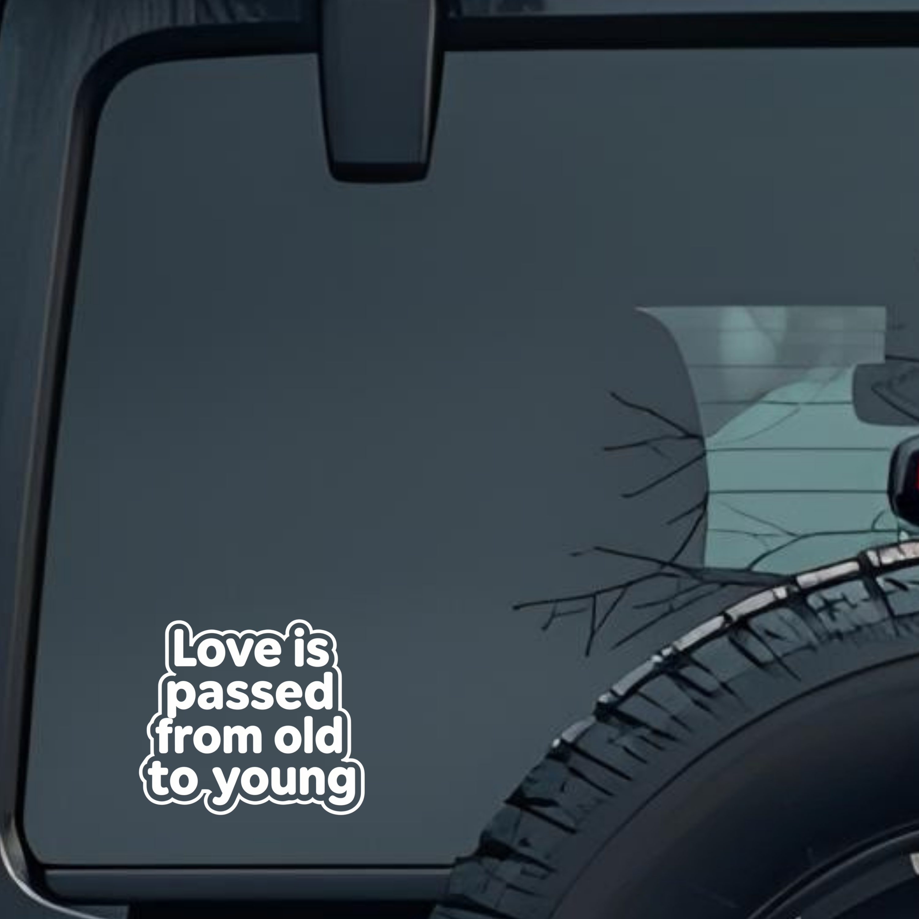 Love Is Passed from Old to Young Large 6 inch Premium Decal Sticker For Car Bumper Window Rear Winds
