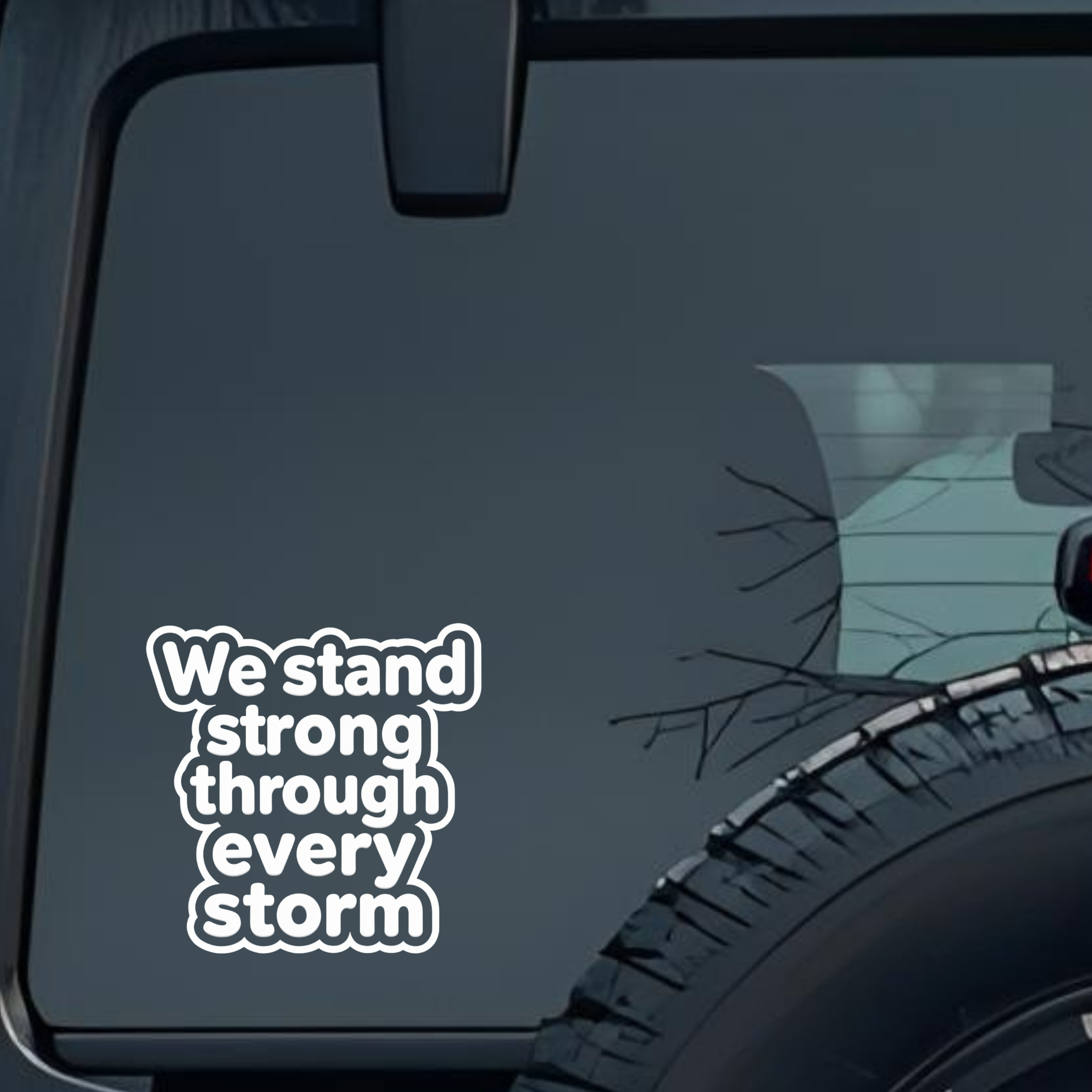 We Stand Strong Through Every Storm Large 6 inch Premium Decal Sticker For Car Bumper Window Rear Wi