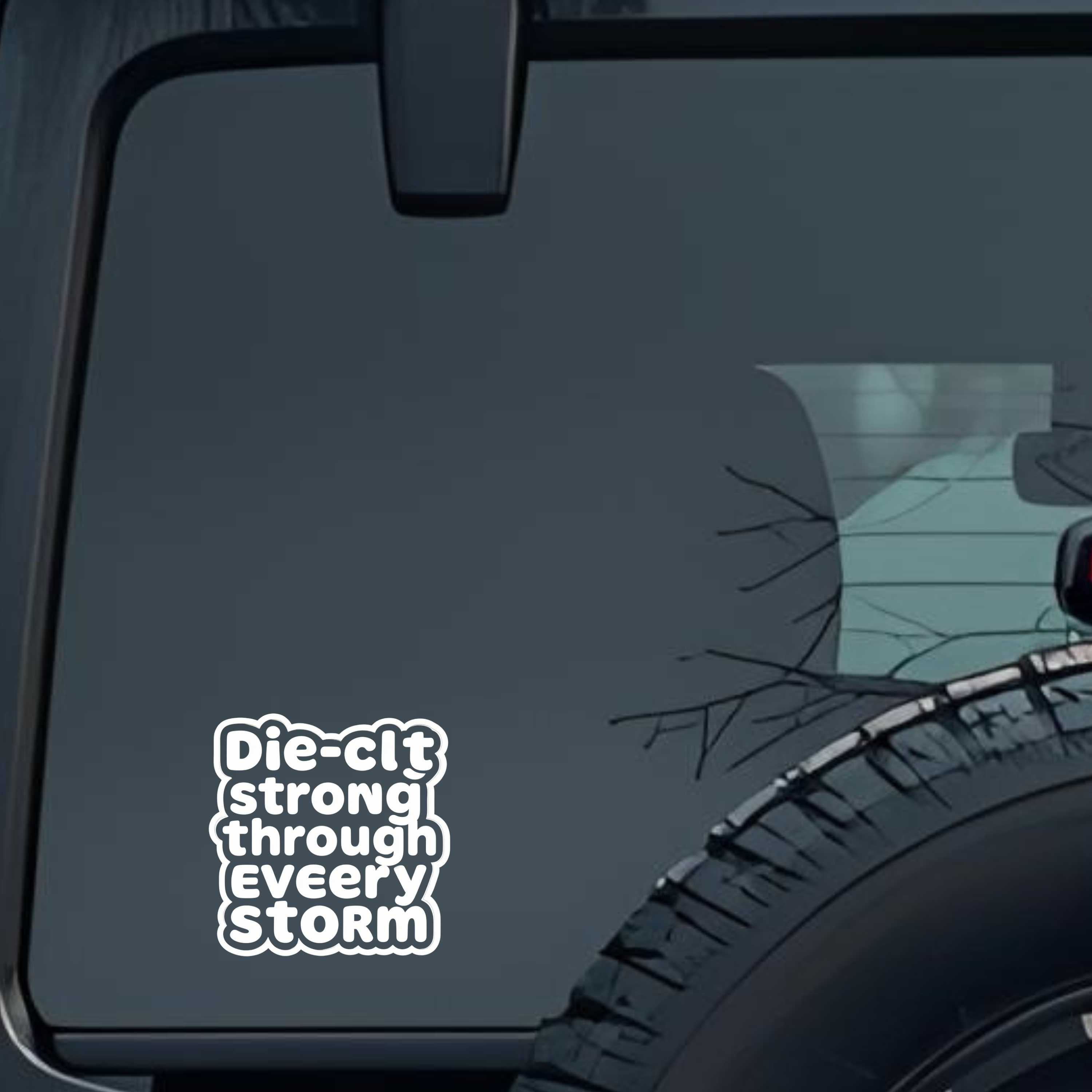 Die-Clt Strong Through Eveery Storm Large 6 inch Premium Decal Sticker For Car Bumper Window Rear Wi