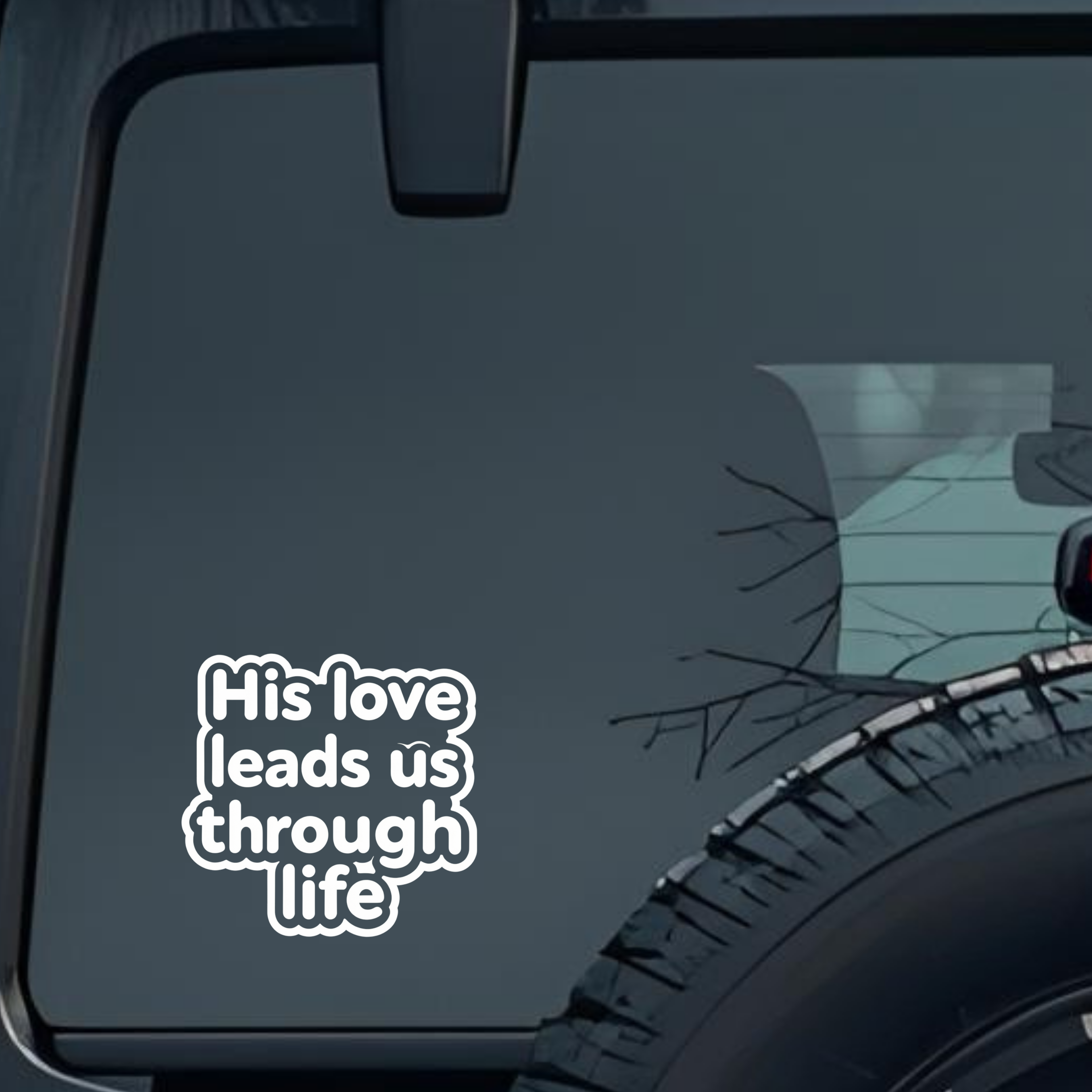 His Love Leads Us Through Life Large 6 inch Premium Decal Sticker For Car Bumper Window Rear Windshi