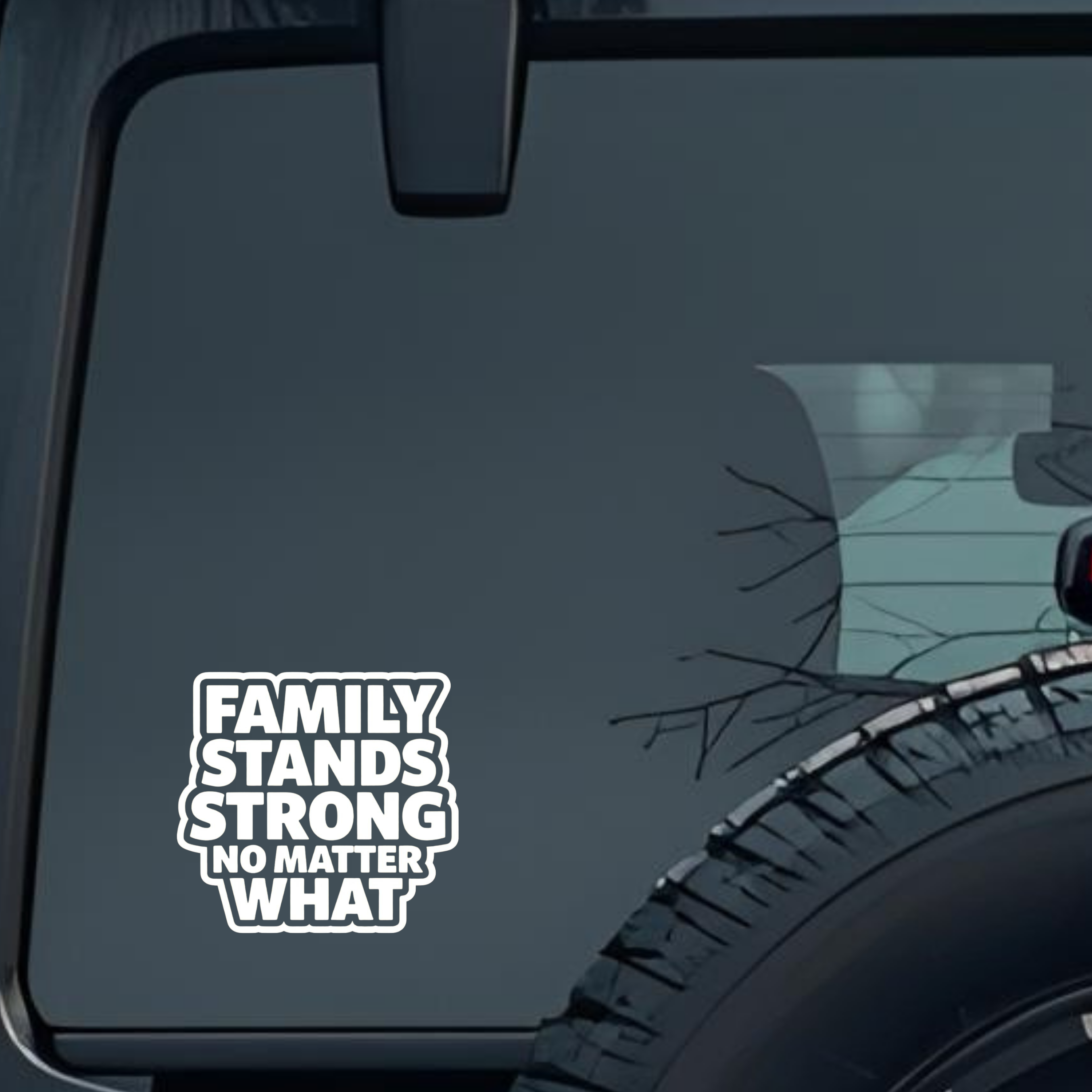 Family Stands Strong No Matter What Large 6 inch Premium Decal Sticker For Car Bumper Window Rear Wi