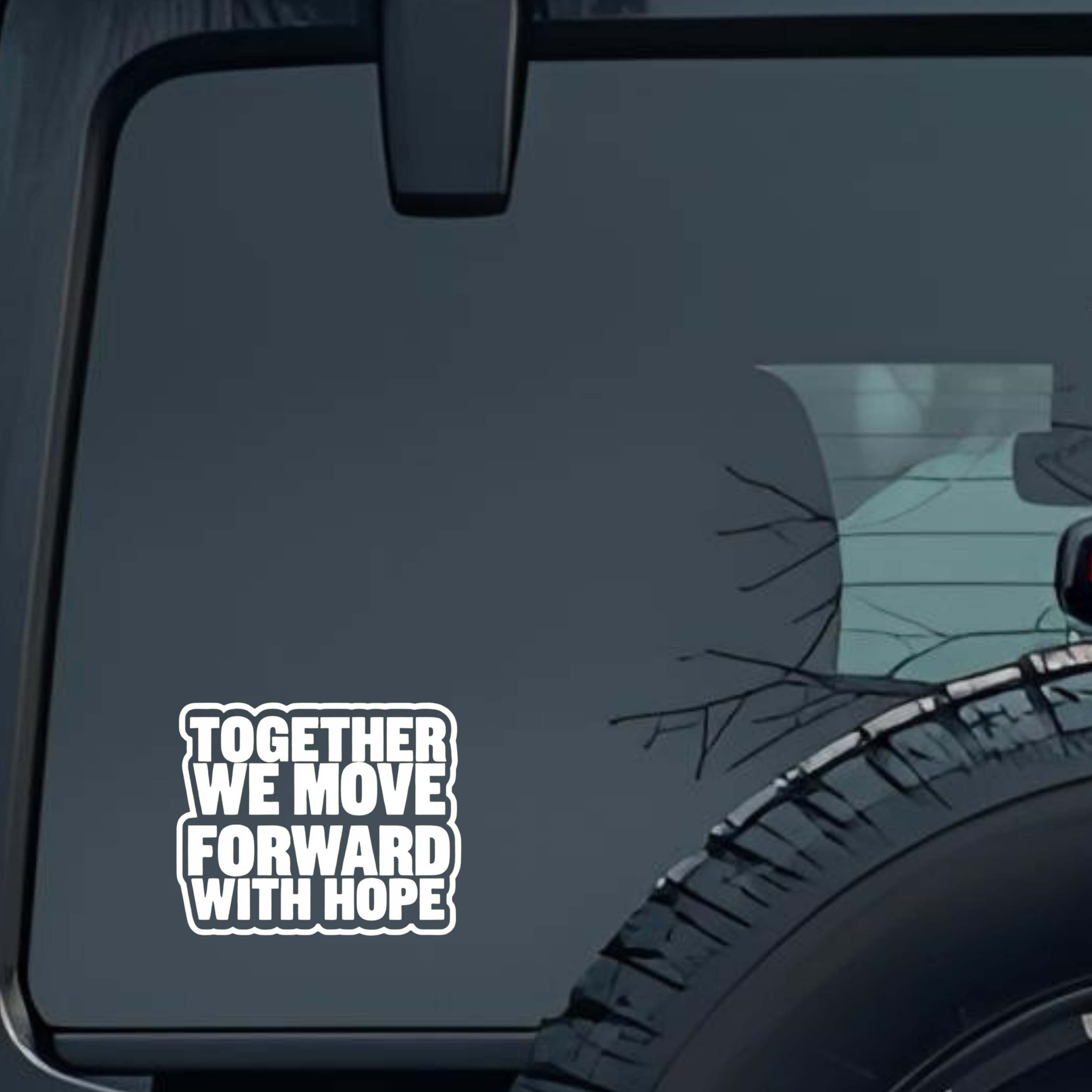 Together We Move Forward with Hope Large 6 inch Premium Decal Sticker For Car Bumper Window Rear Win