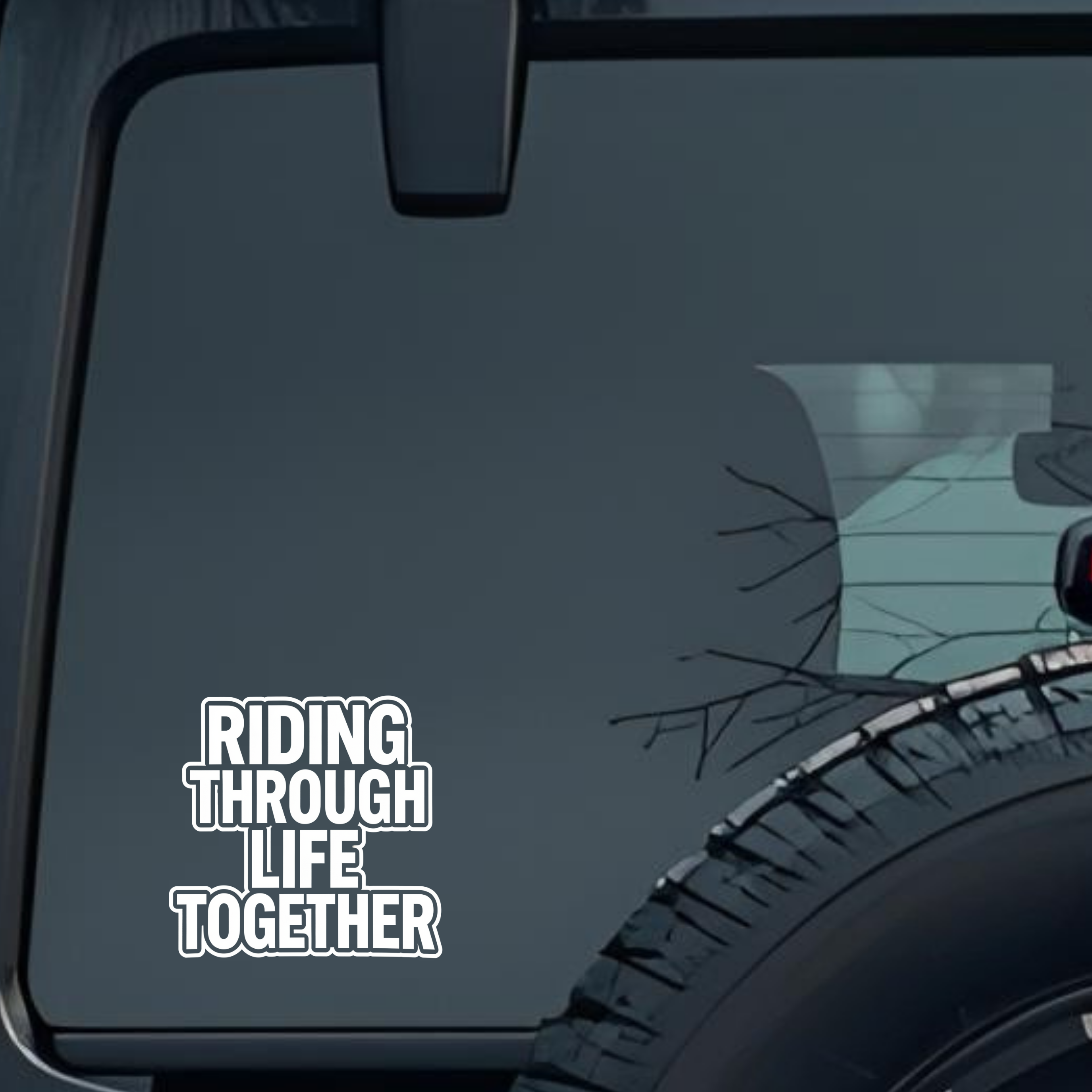 Riding Through Life Together Large 6 inch Premium Decal Sticker For Car Bumper Window Rear Windshiel