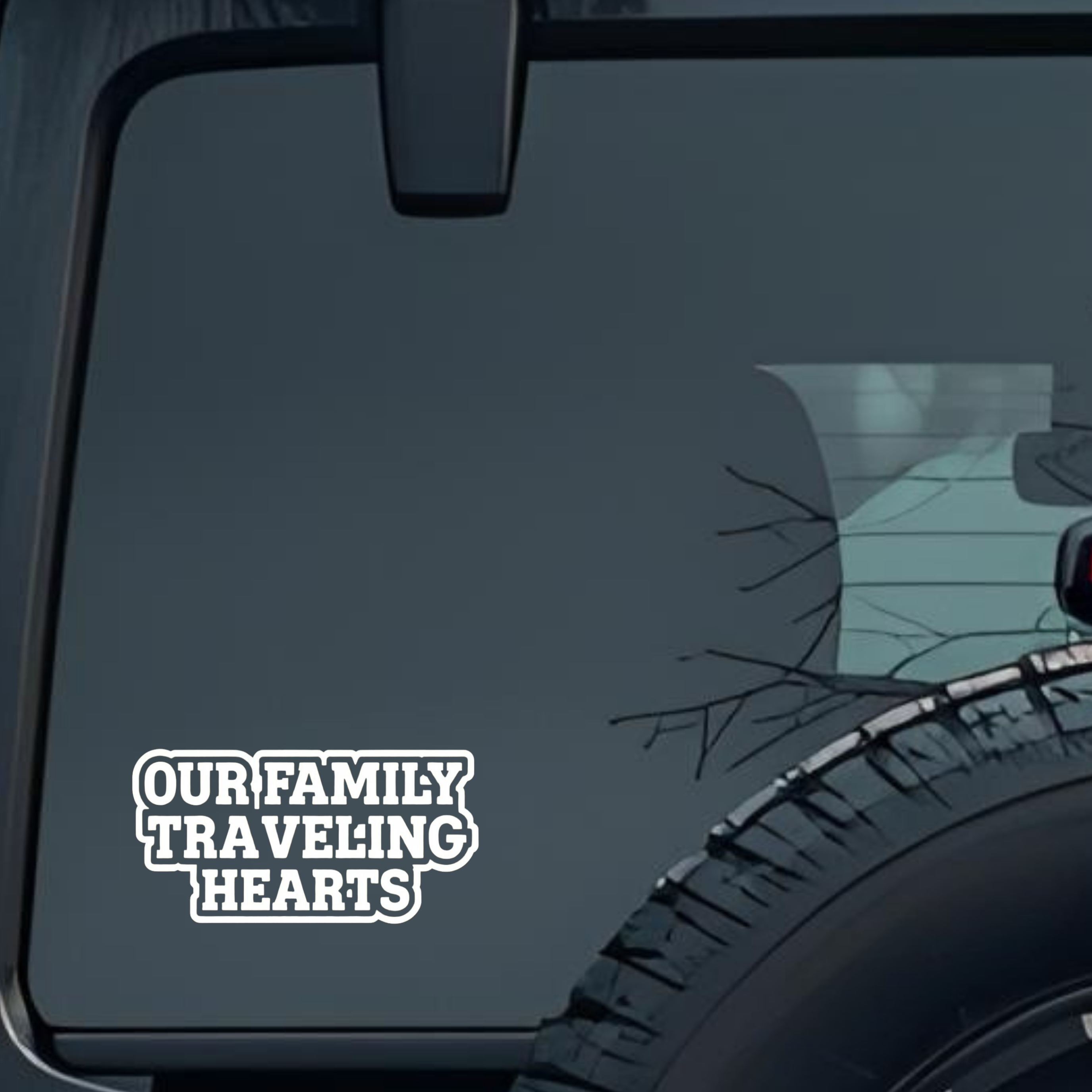 Our Family Traveling Hearts. Large 6 inch Premium Decal Sticker For Car Bumper Window Rear Windshiel