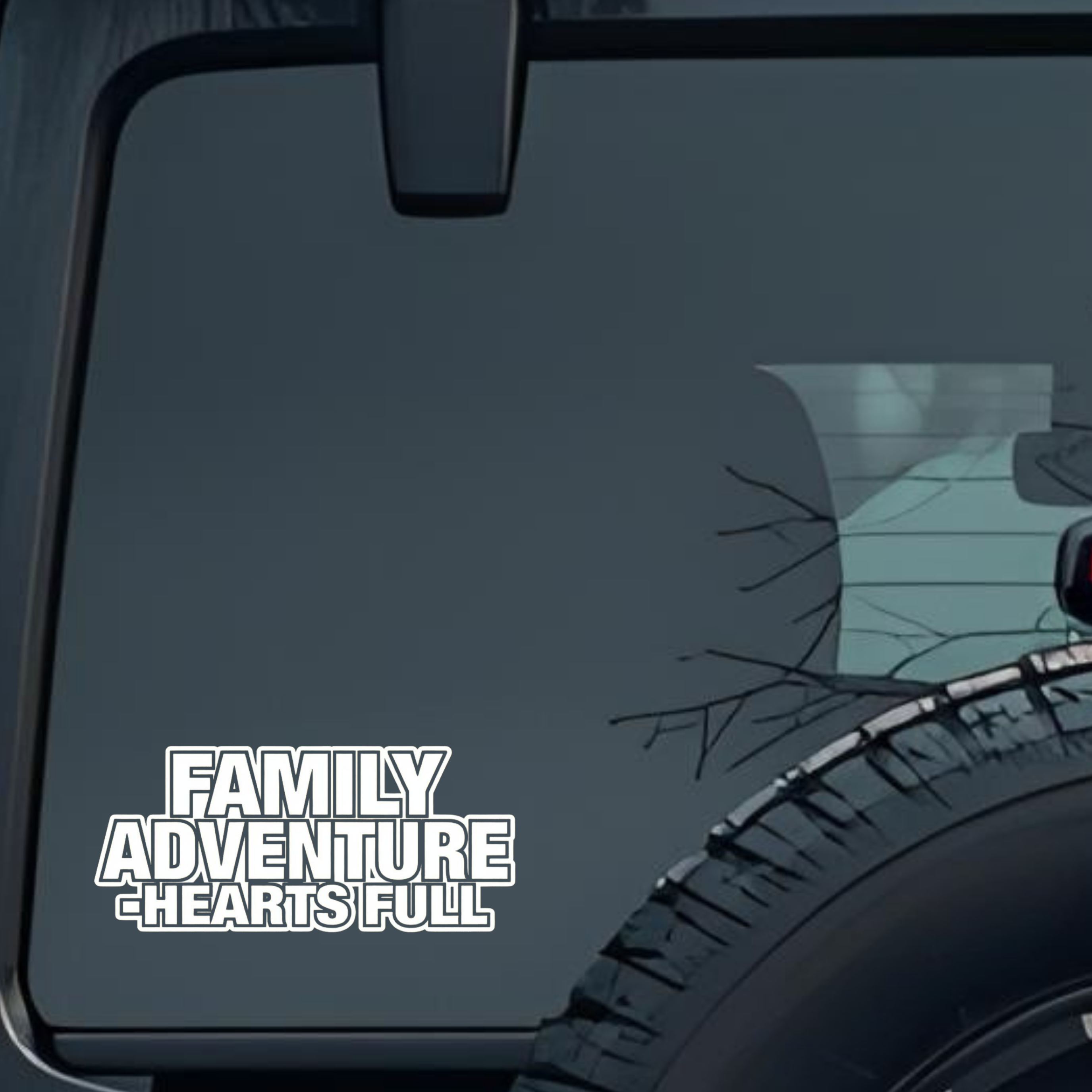 Family Adventure-Hearts Full Large 6 inch Premium Decal Sticker For Car Bumper Window Rear Windshiel