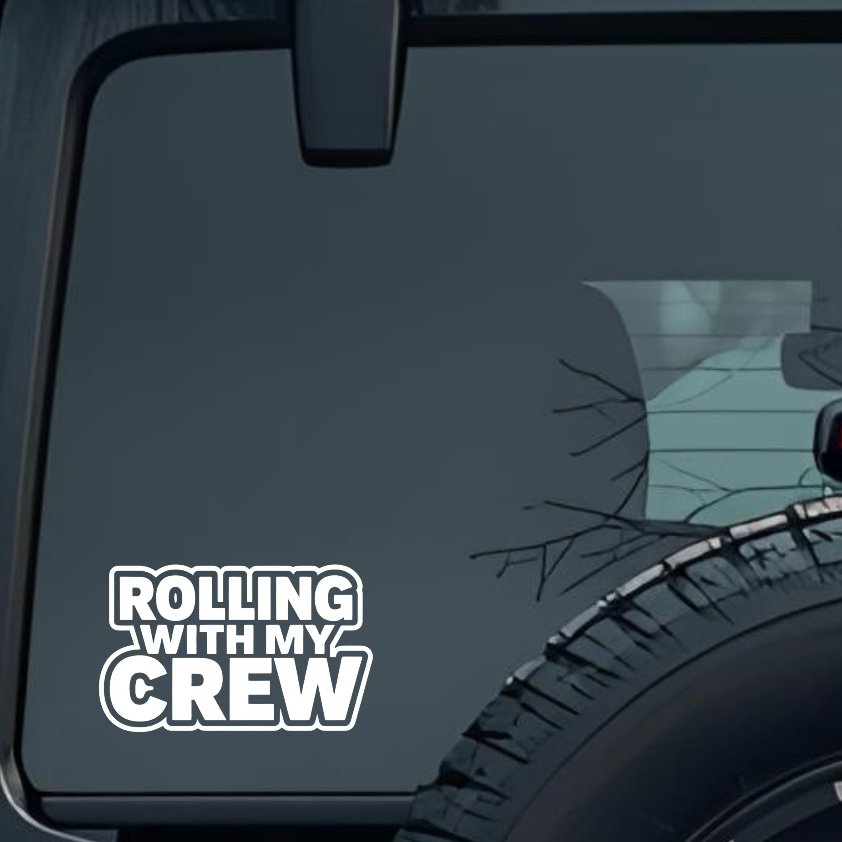 Rolling with My Crew Large 6 inch Premium Decal Sticker For Car Bumper Window Rear Windshield Sticke