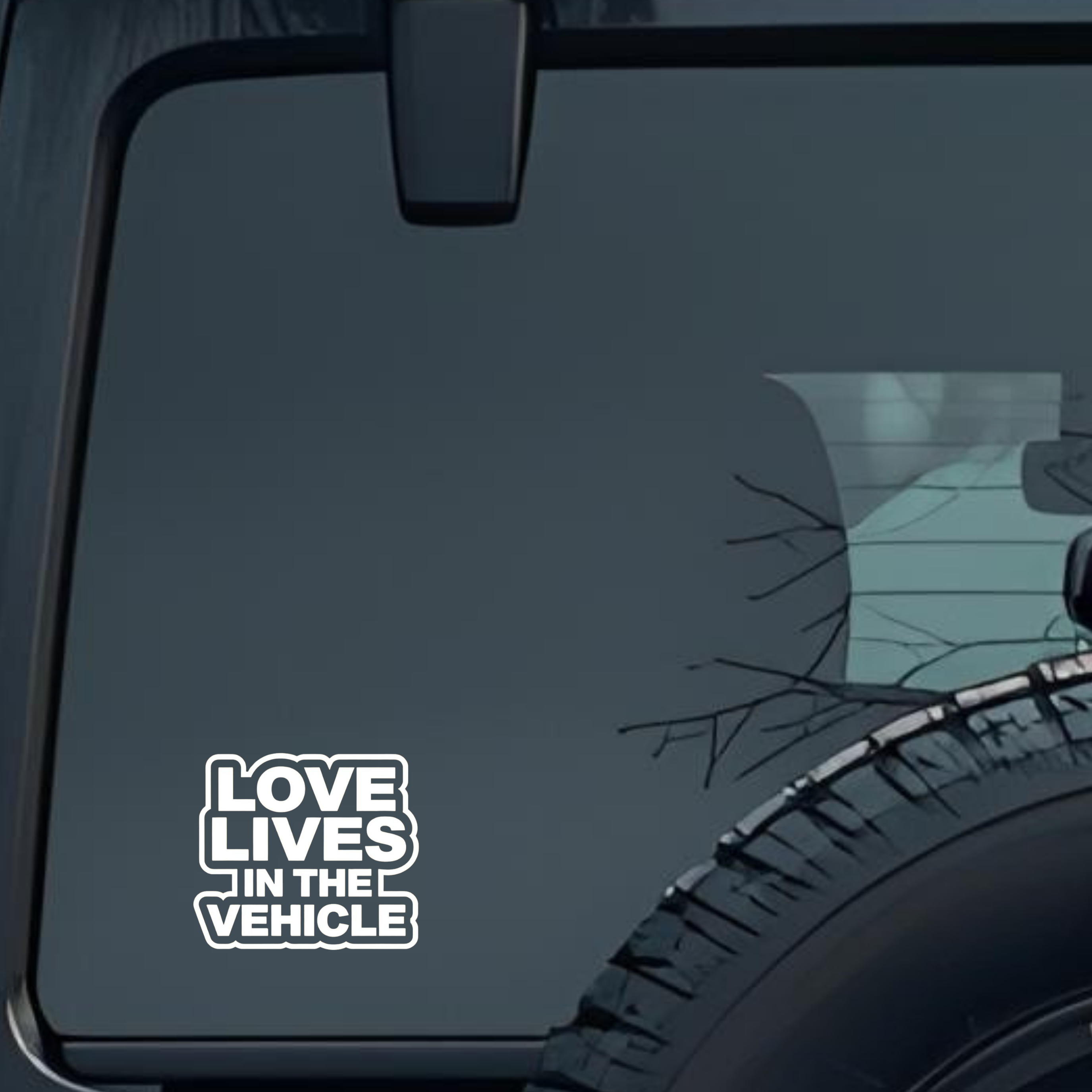 Love Lives in the Vehicle Large 6 inch Premium Decal Sticker For Car Bumper Window Rear Windshield S