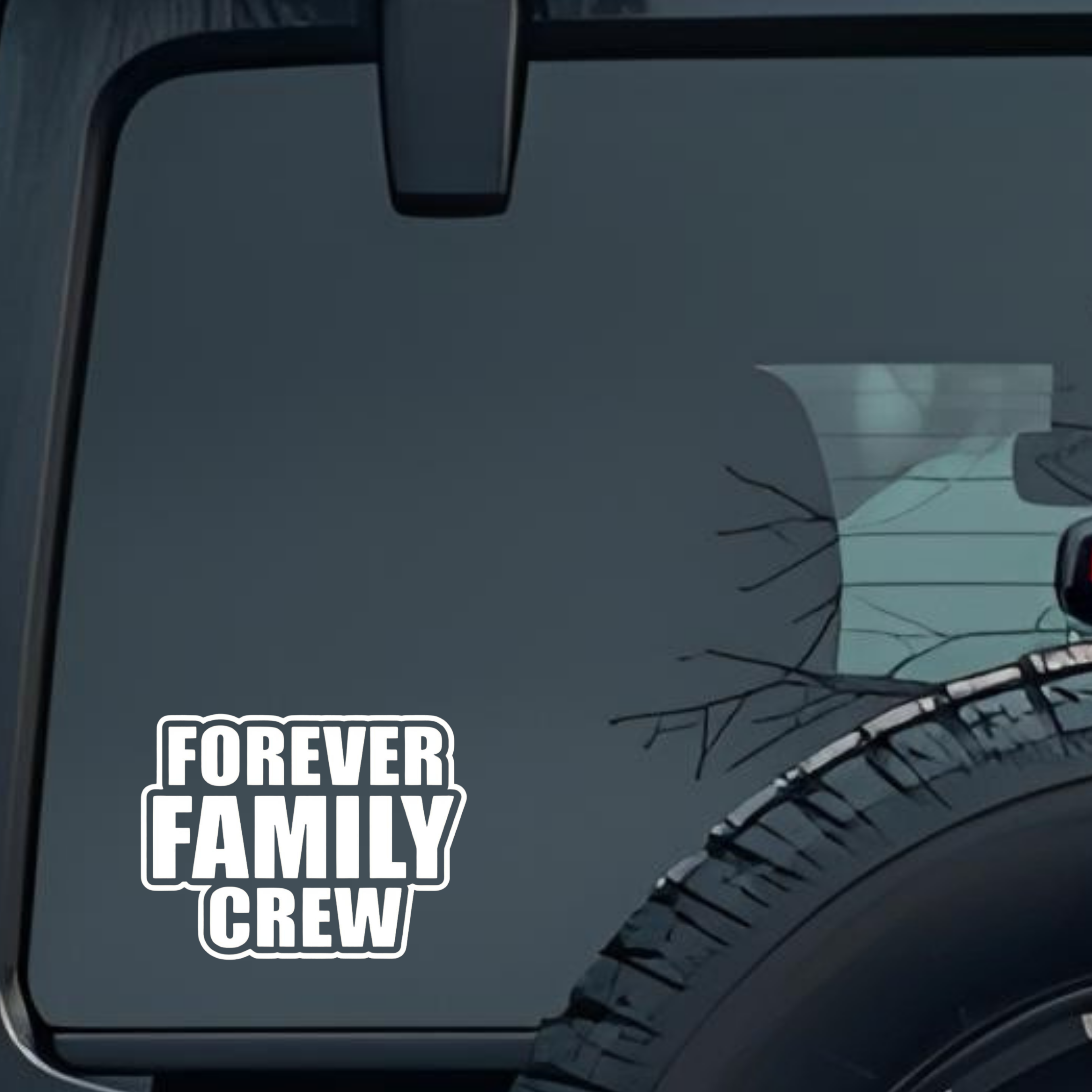 Forever Family Crew Large 6 inch Premium Decal Sticker For Car Bumper Window Rear Windshield Sticker